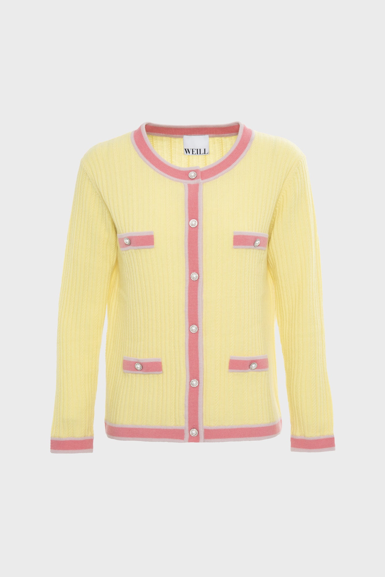 Cardigan bicolore en cachemire mélangé