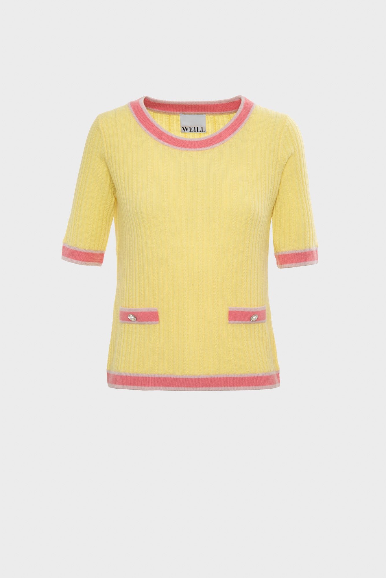 Pull manches courtes en cachemire mélangé