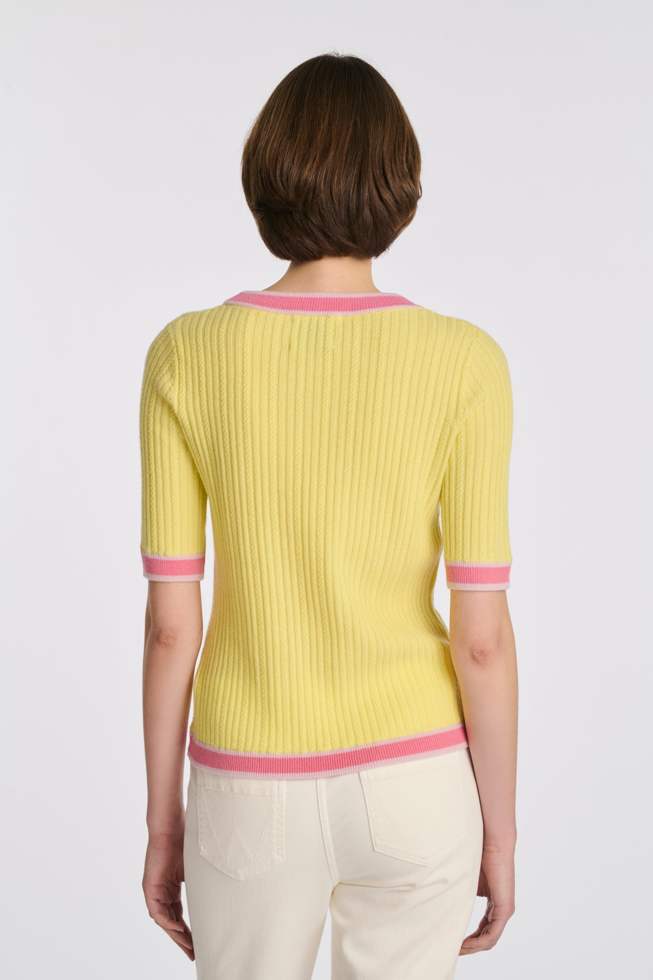 Pull manches courtes en cachemire mélangé