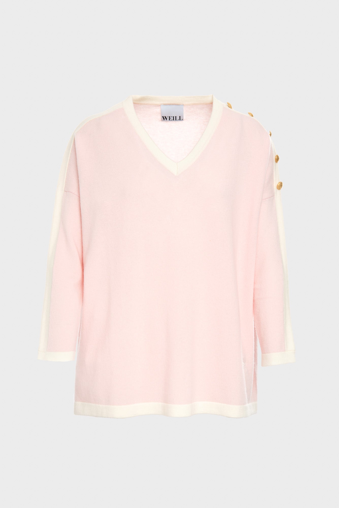 Pull col v en cachemire mélangé