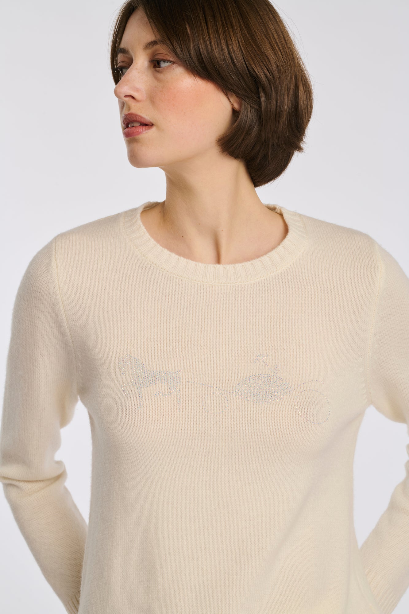 Pull logo en cachemire mélangé