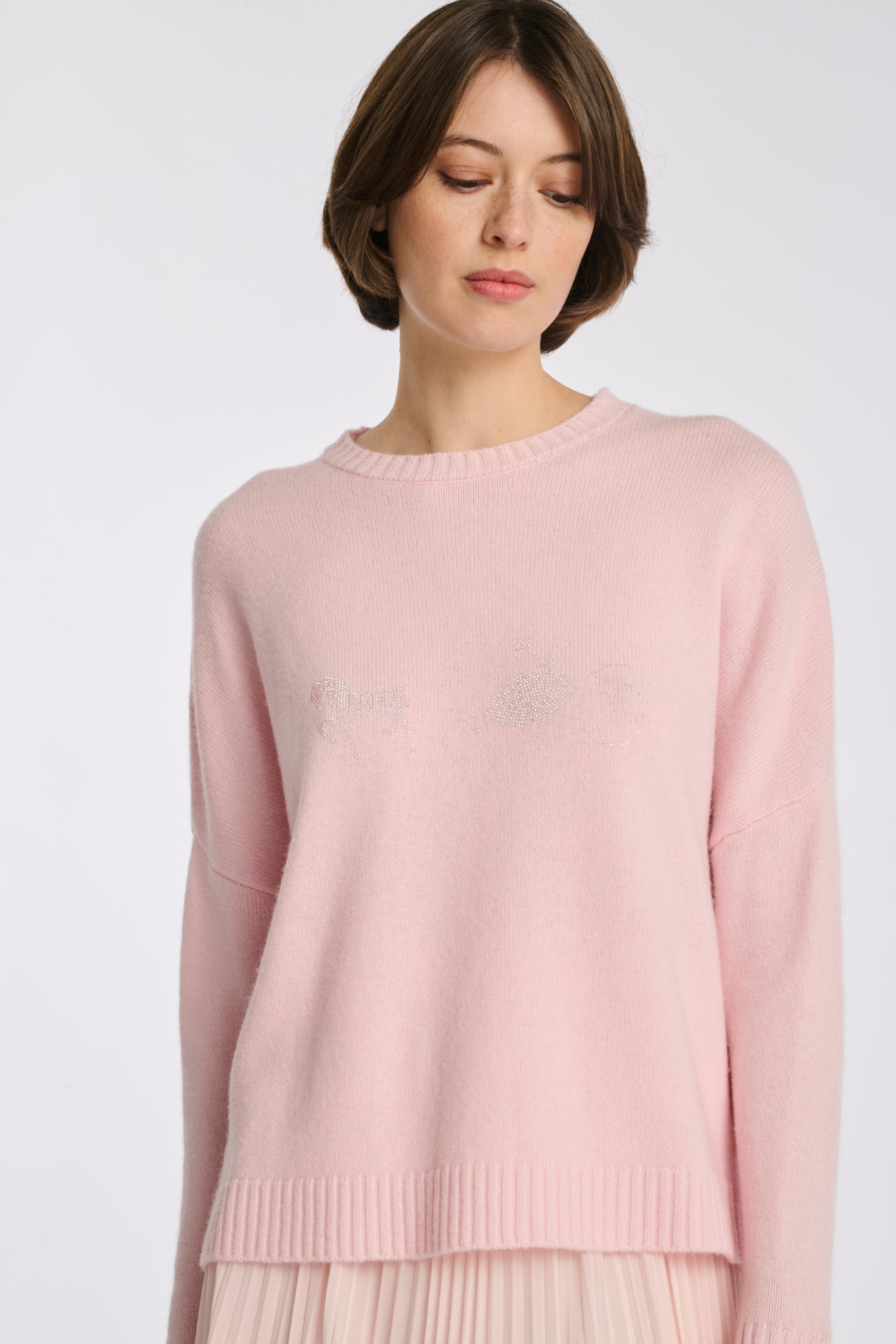 Pull logo en cachemire mélangé