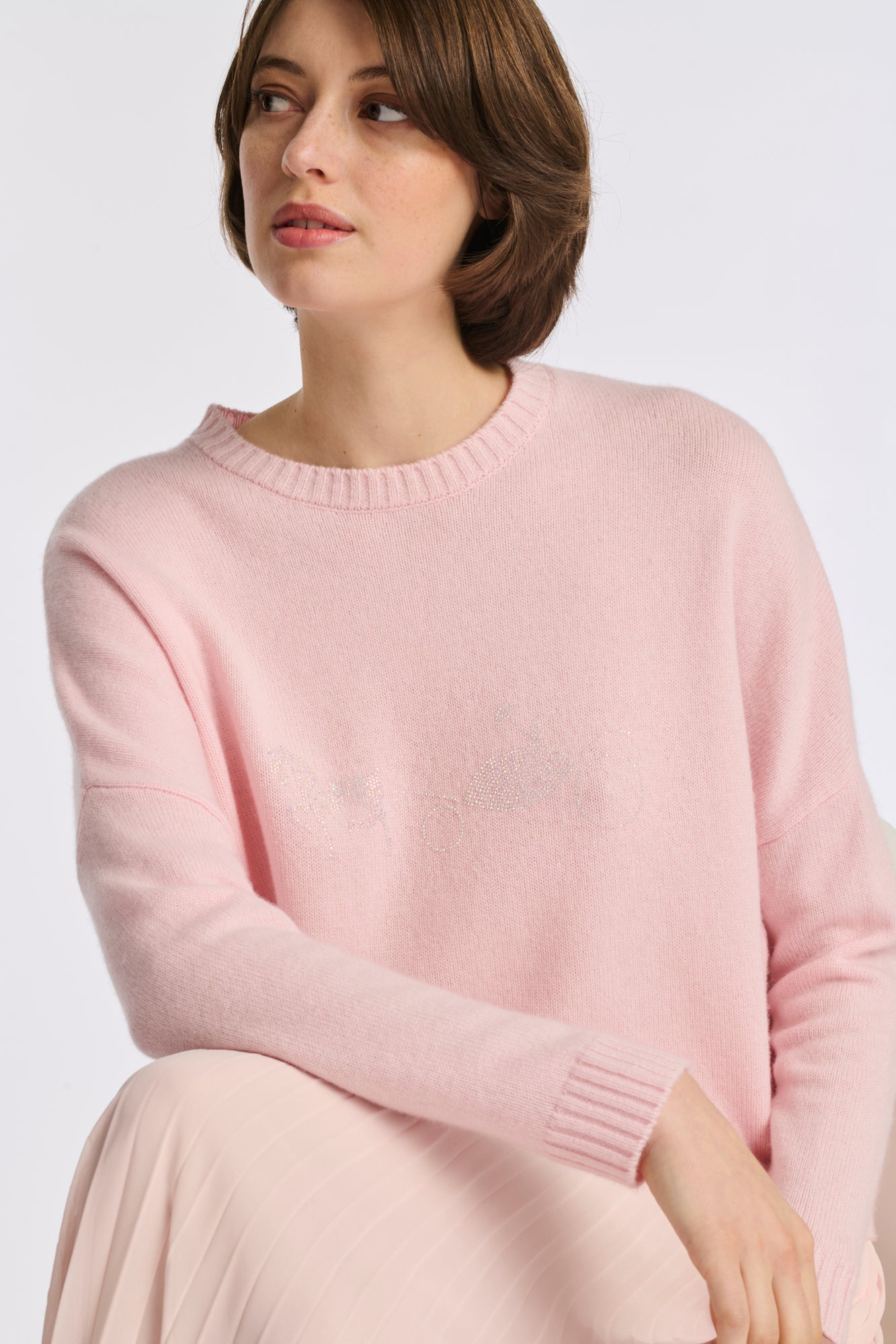 Pull logo en cachemire mélangé