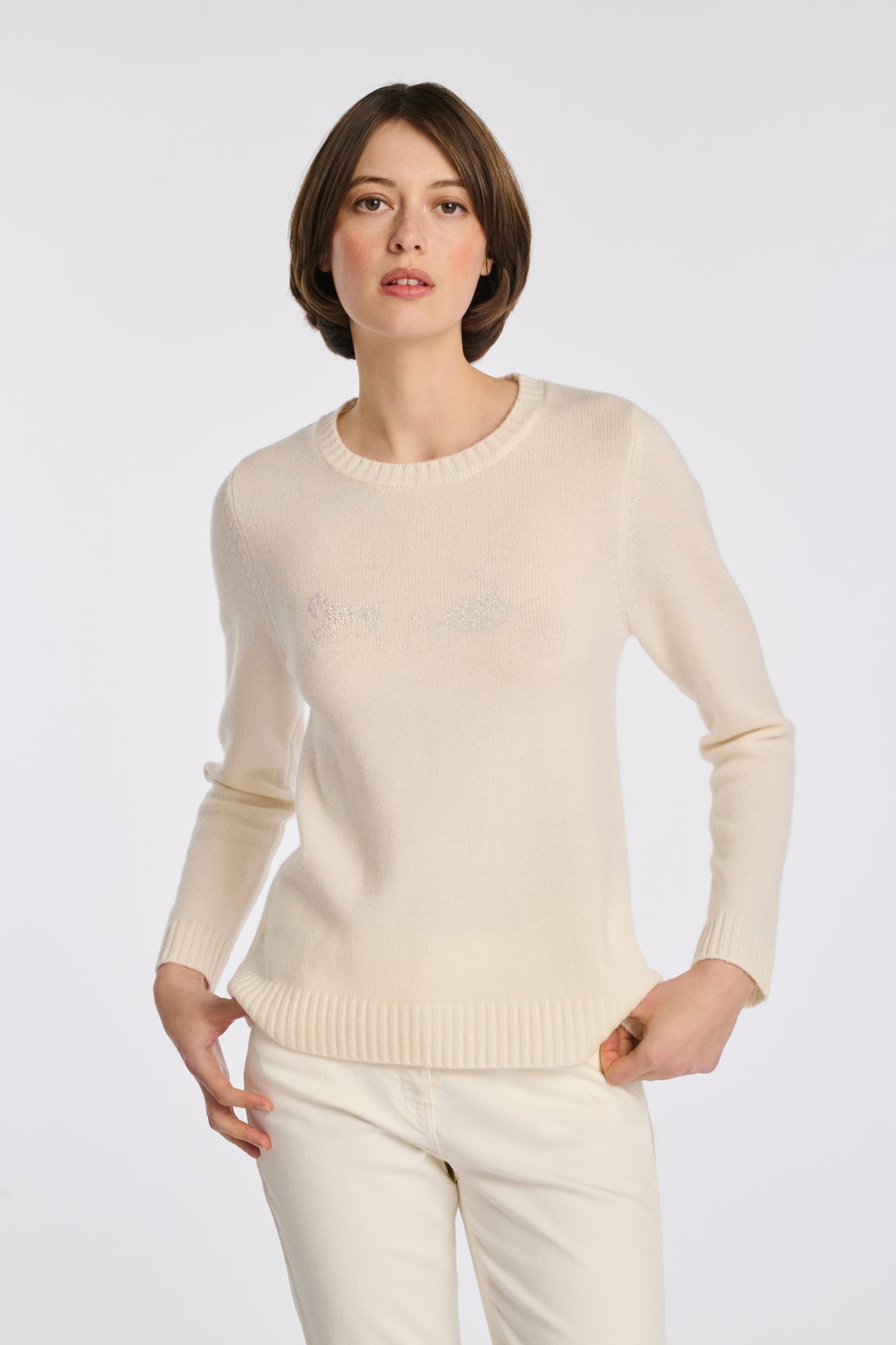 Pull logo en cachemire mélangé