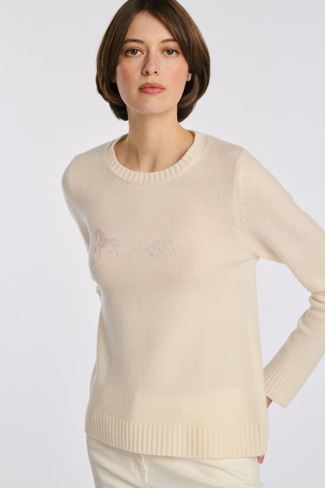 Pull logo en cachemire mélangé