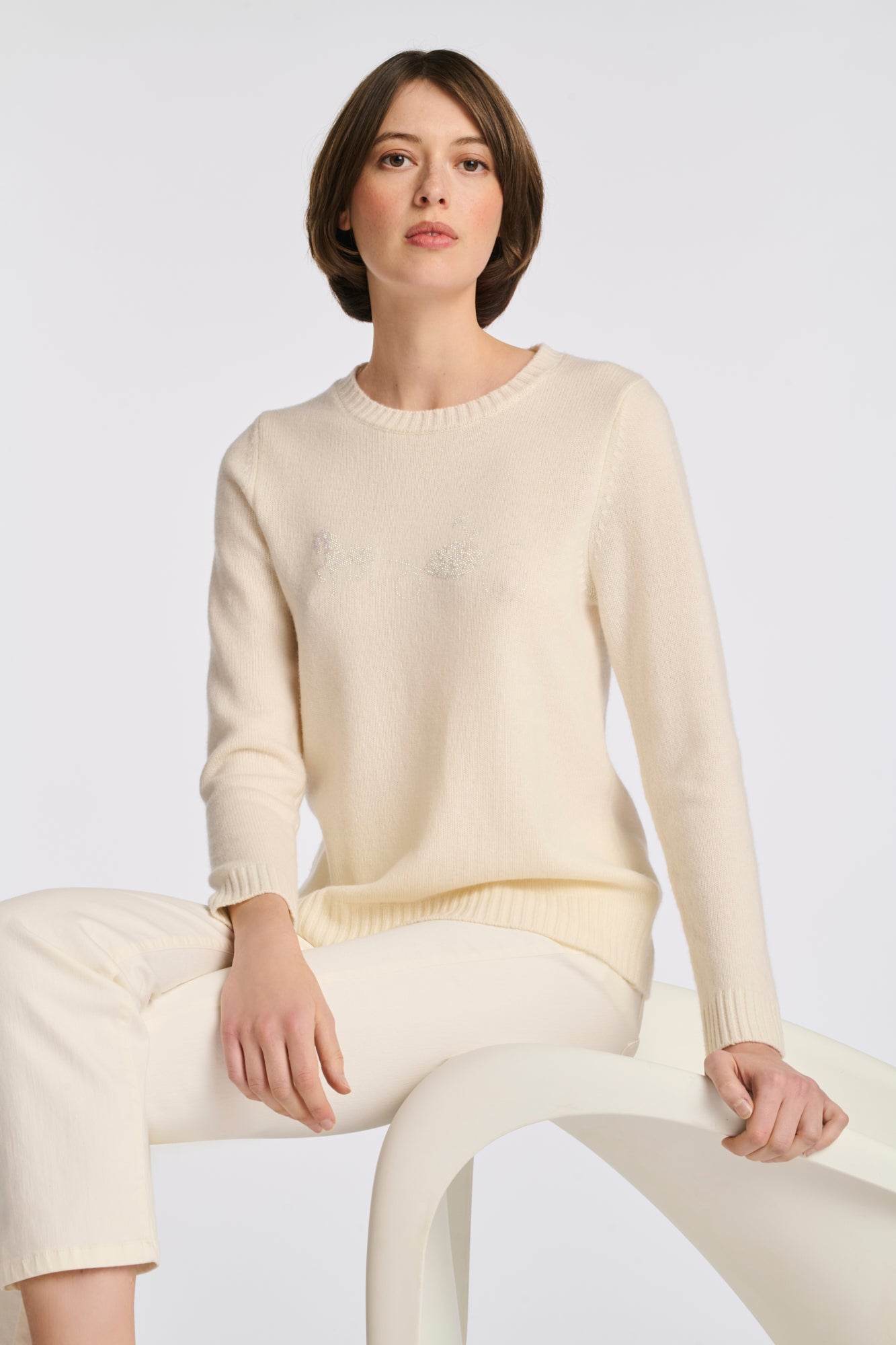 Pull logo en cachemire mélangé