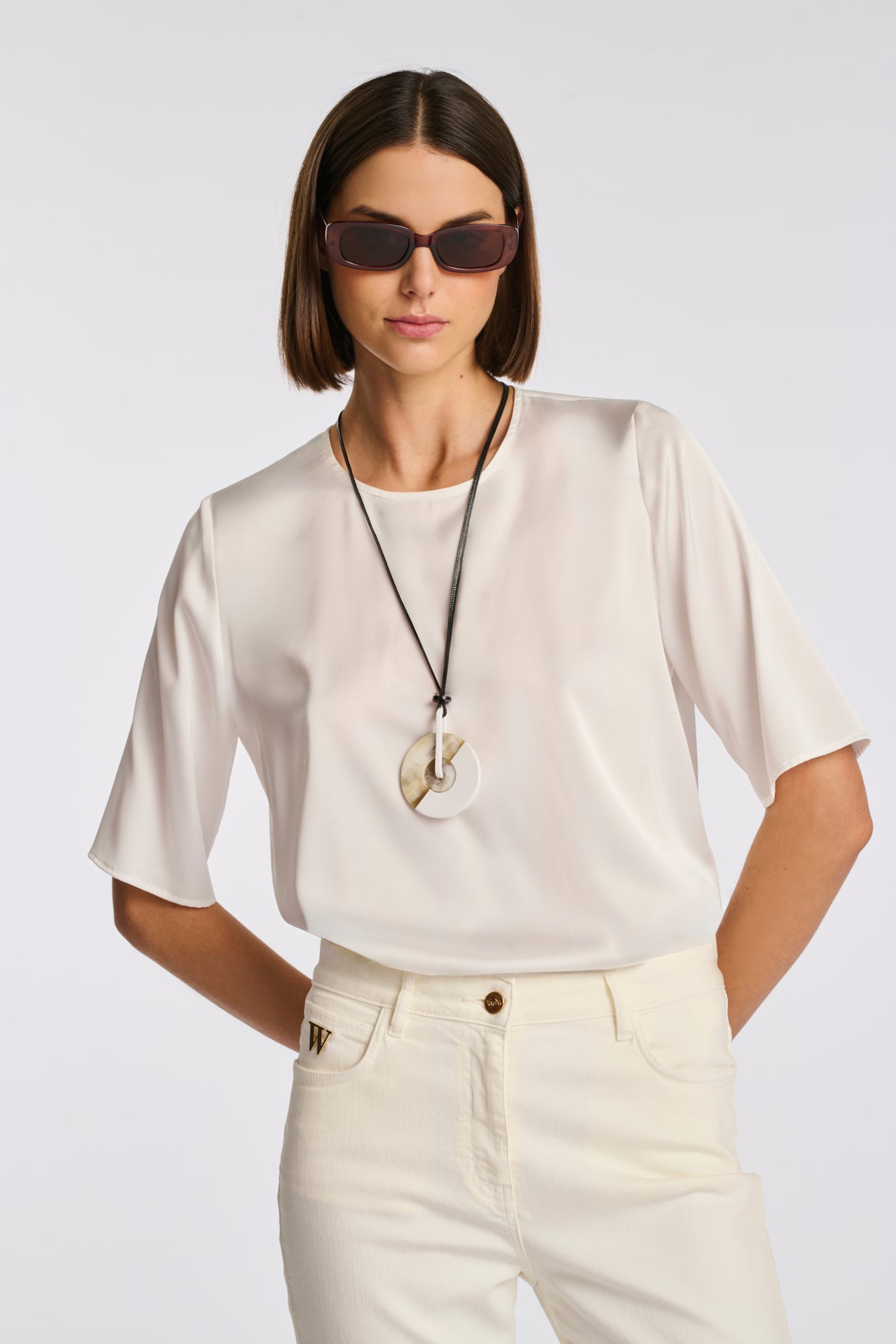 Two-tone medallion necklace