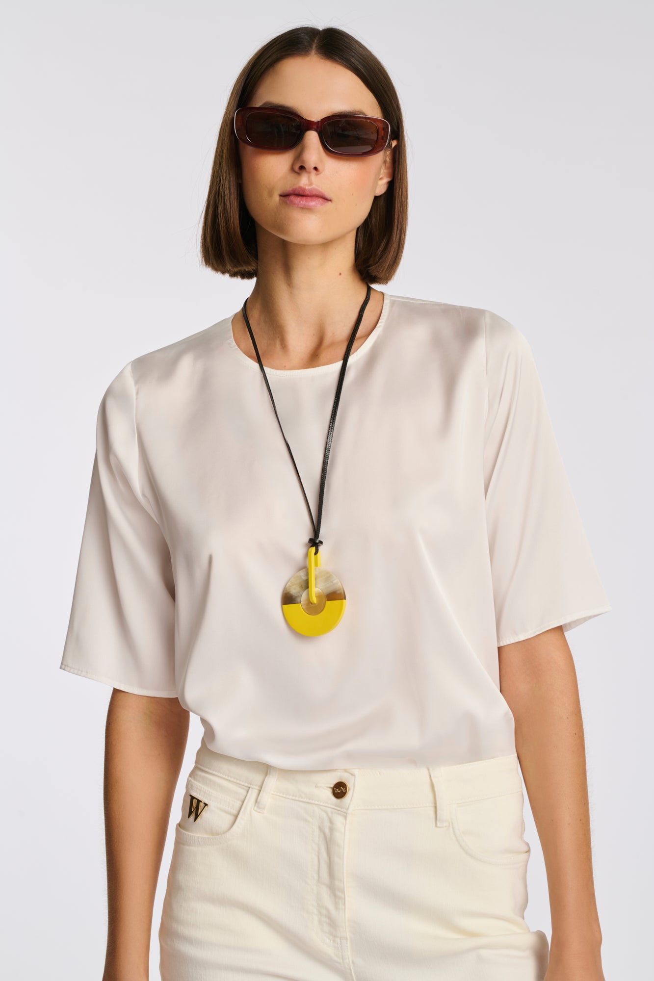 Two-tone medallion necklace