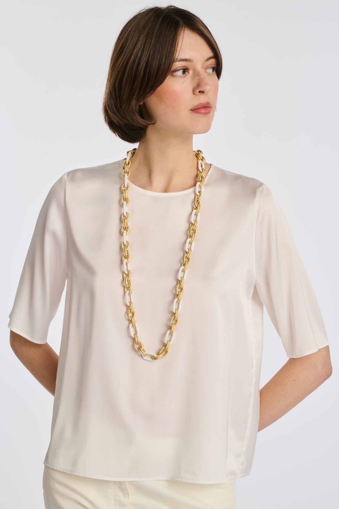 Collier en chaîne bicolore