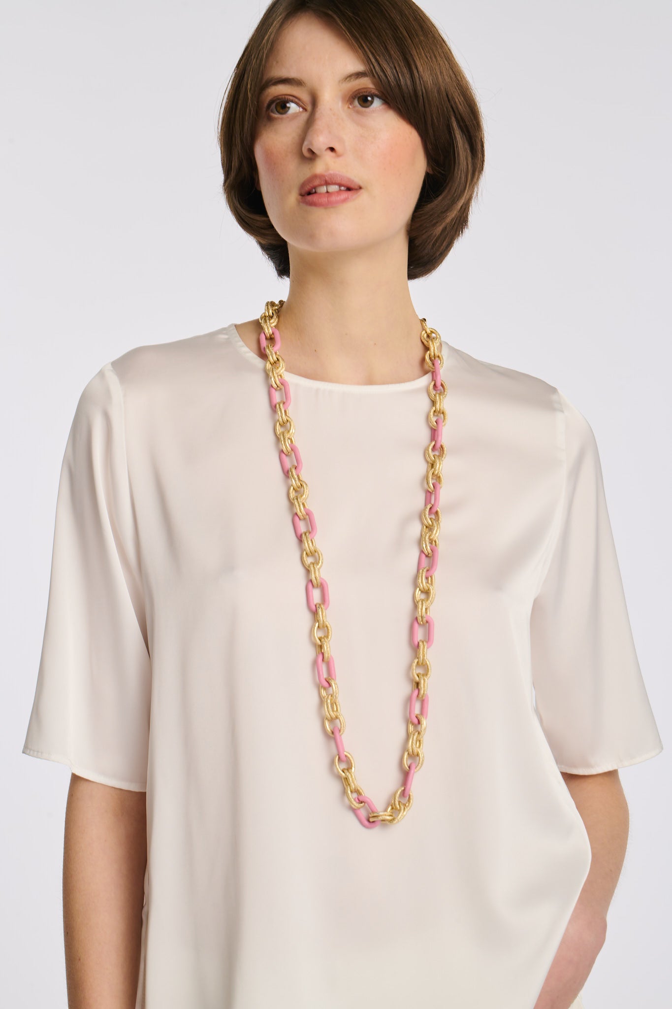 Collier en chaîne bicolore
