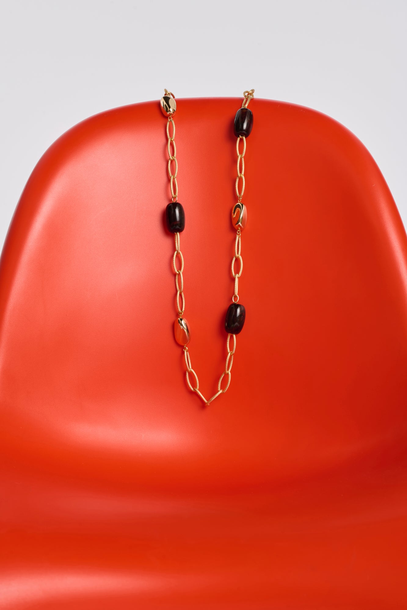 Long bead and chain necklace