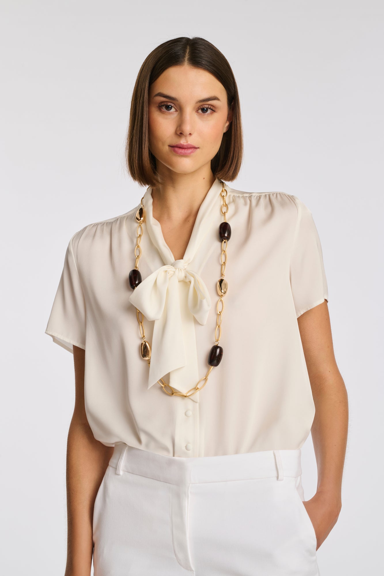 Long bead and chain necklace