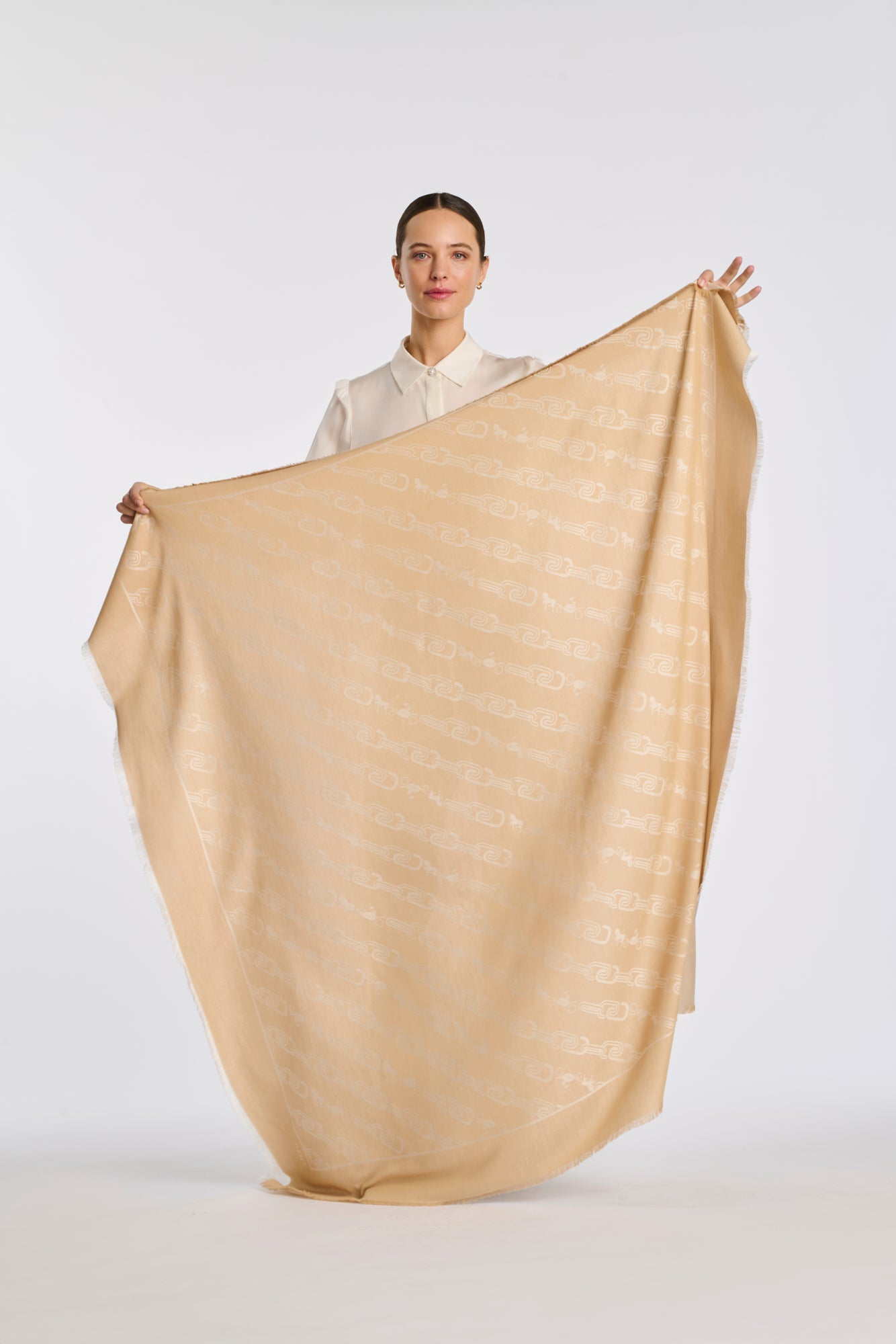 Wool and silk logo stole
