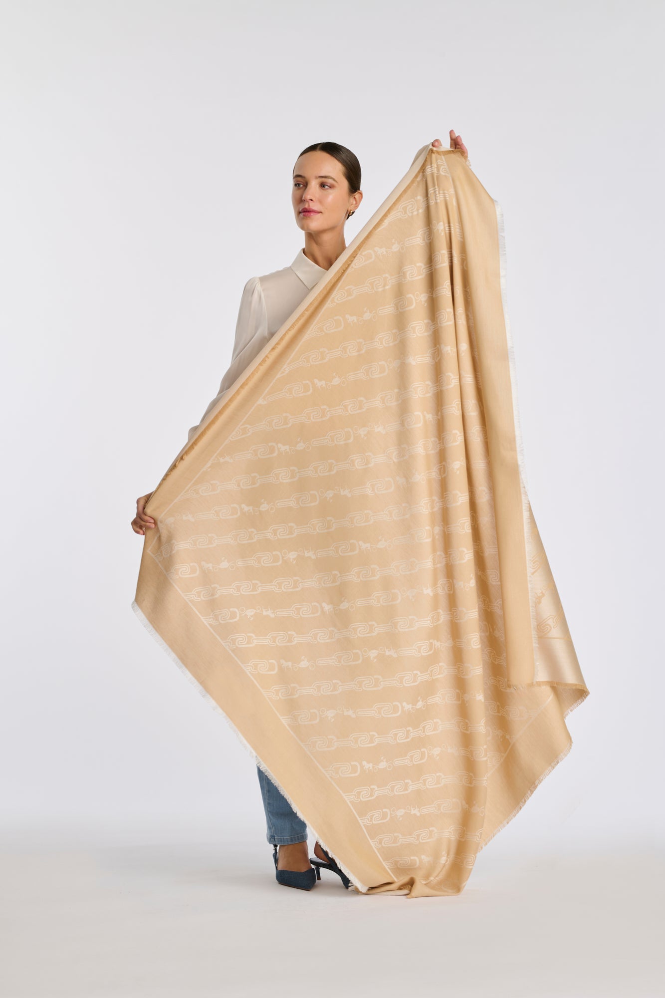 Wool and silk logo stole
