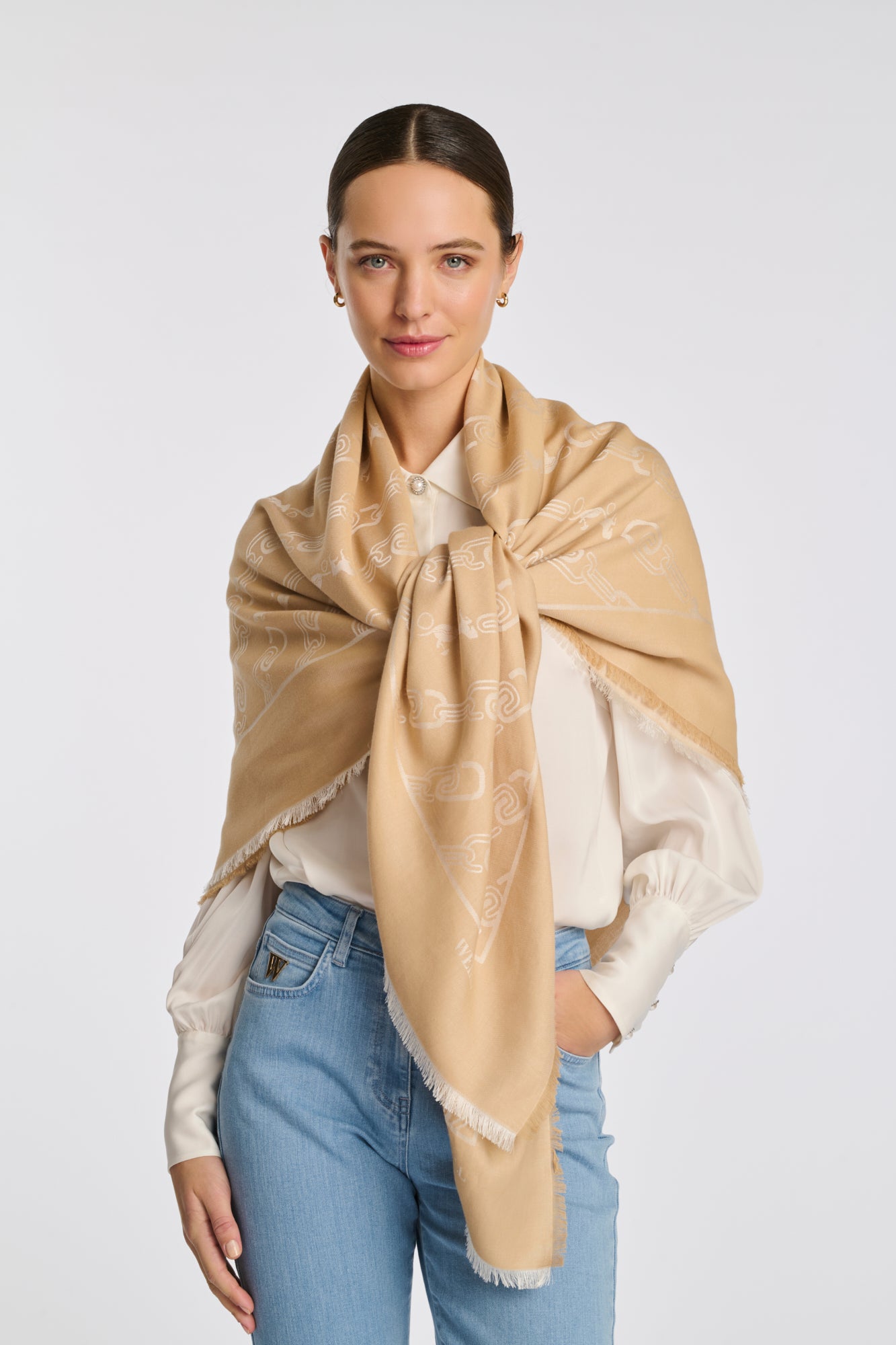 Wool and silk logo stole
