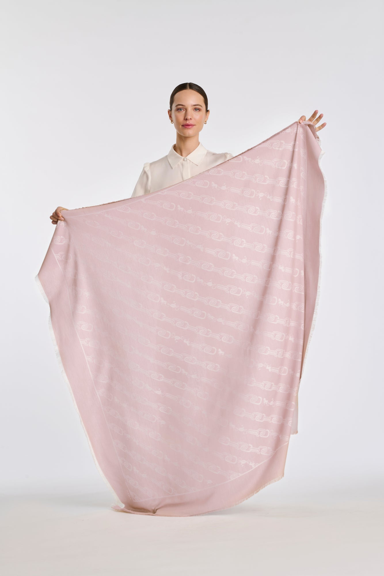 Wool and silk logo stole
