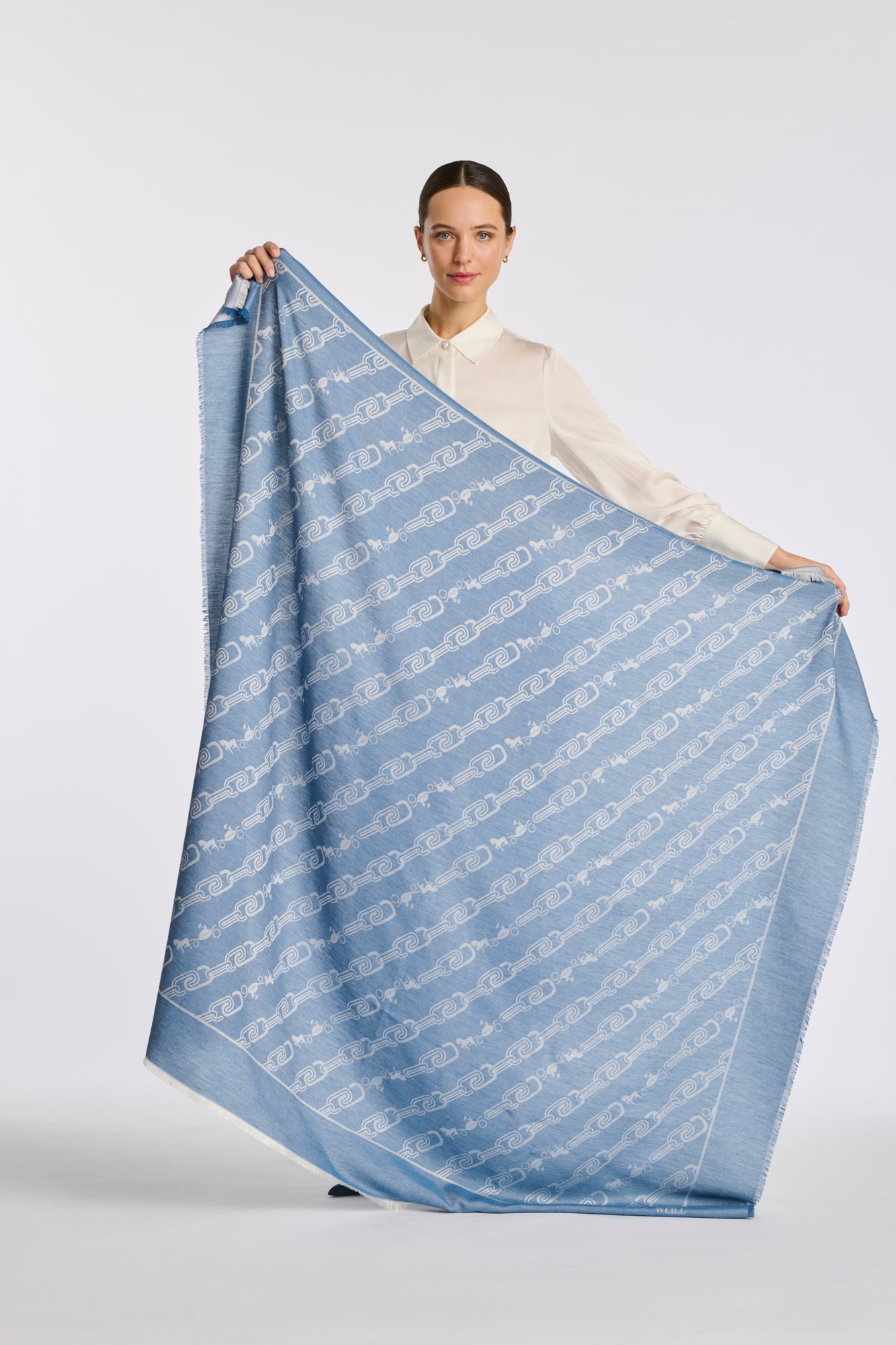 Wool and silk logo stole
