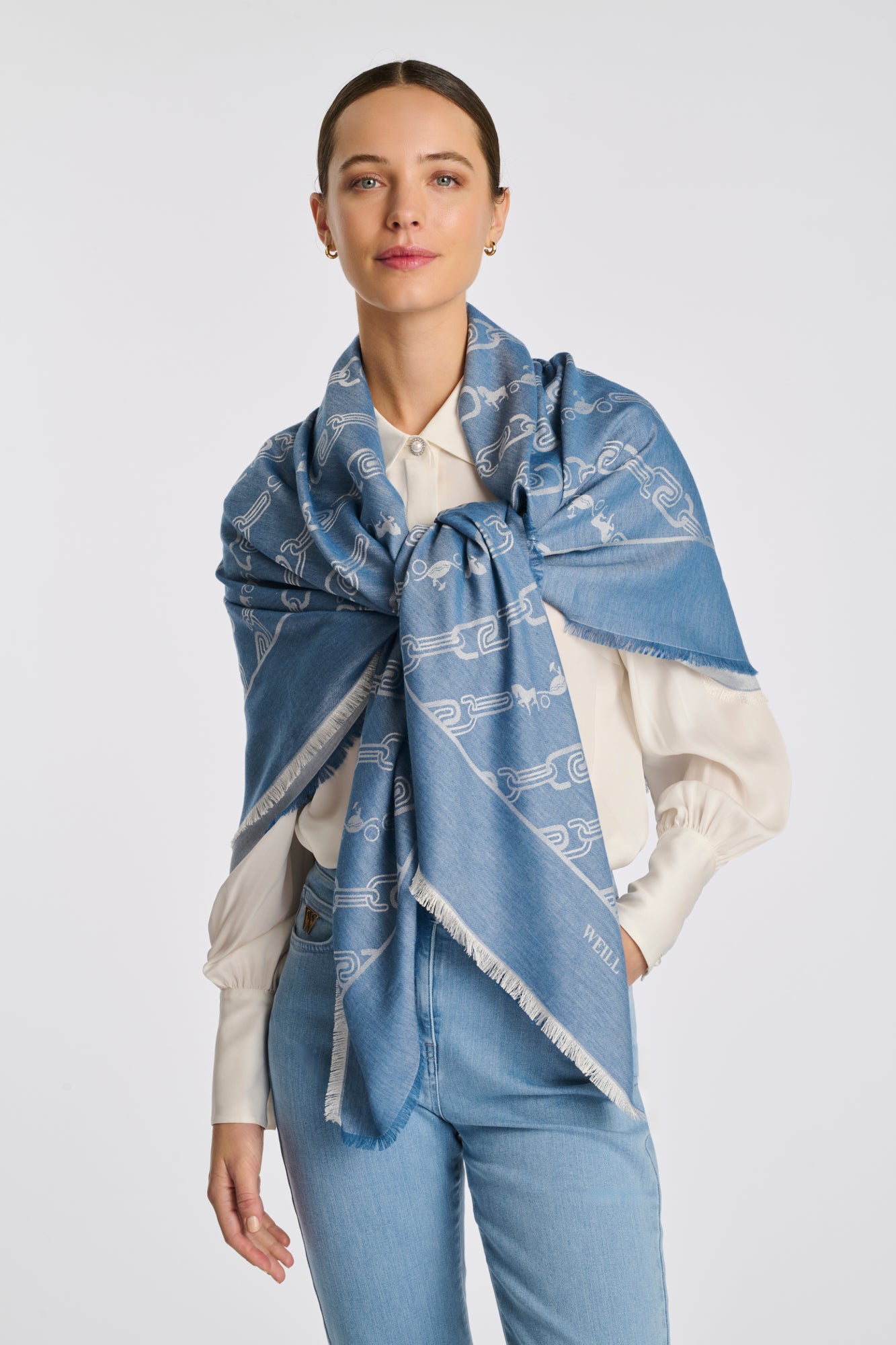 Wool and silk logo stole
