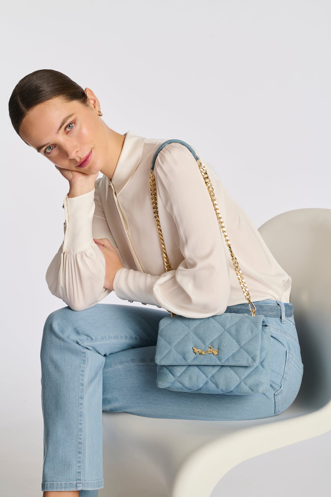 Romy quilted denim bag