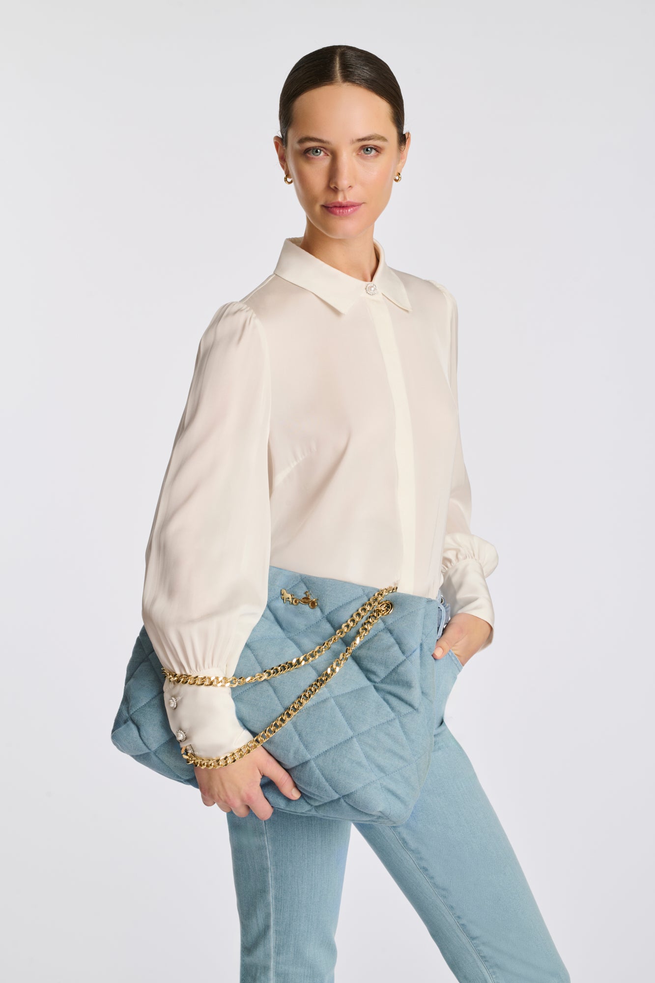 Marion tote bag in quilted denim