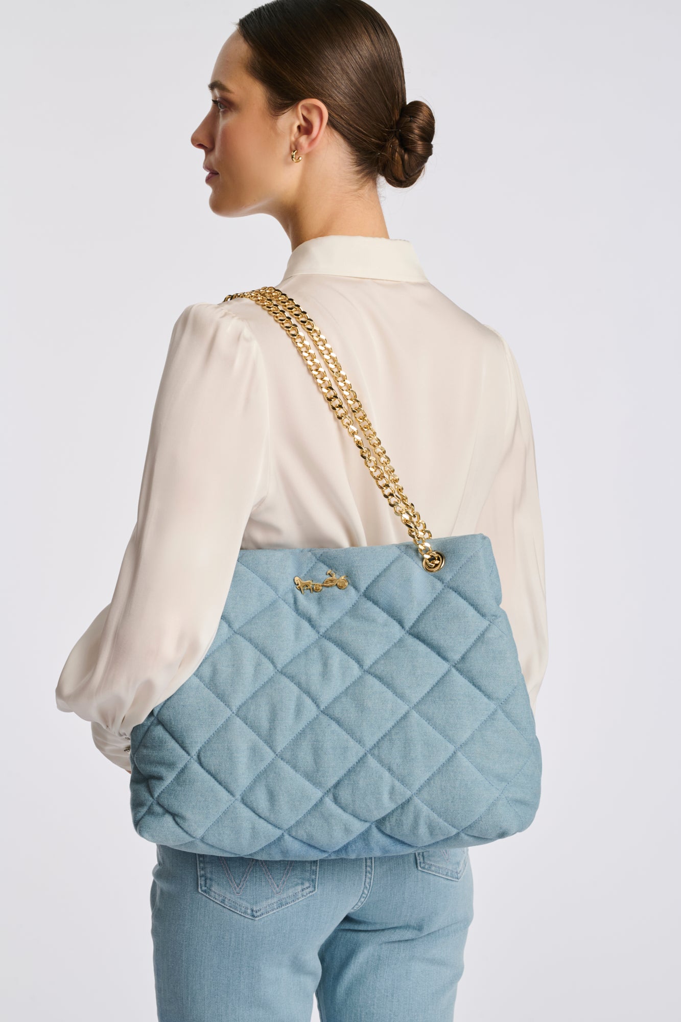 Marion tote bag in quilted denim