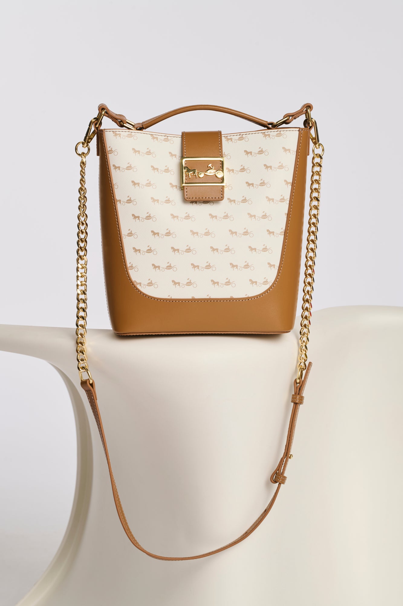 Sac seau Marceau en cuir et toile