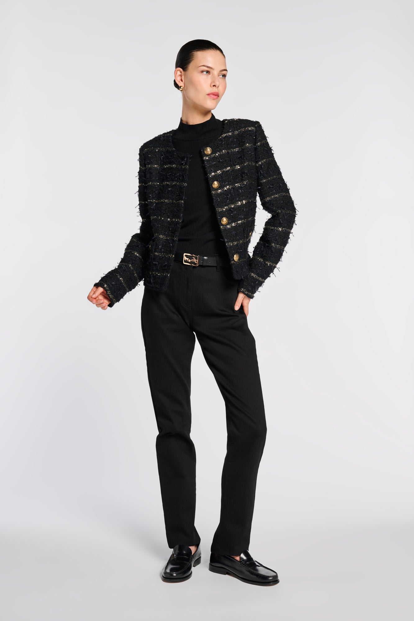 Veste en tweed rayée