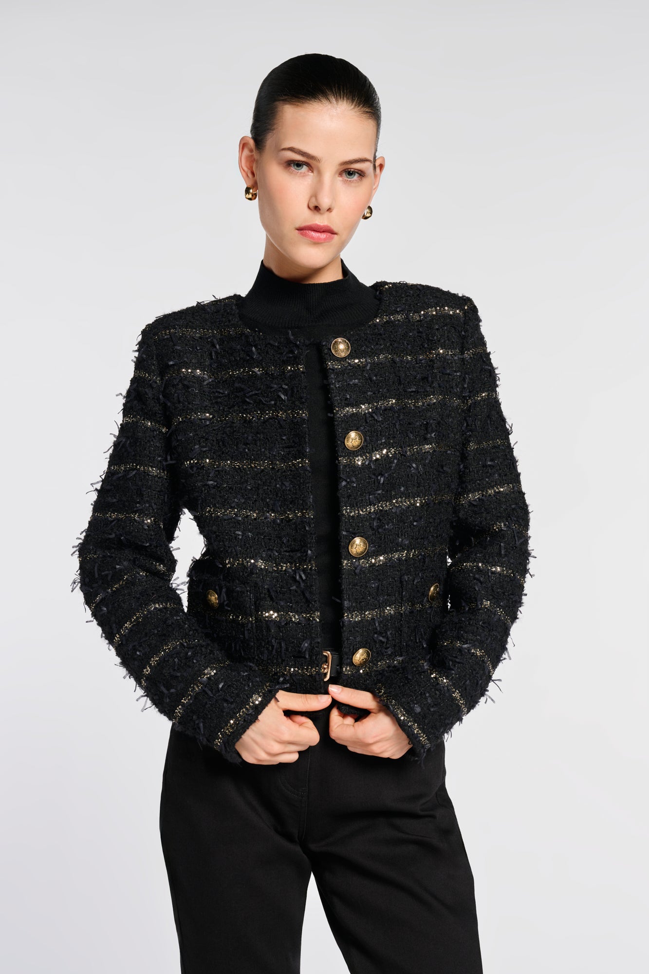 Veste en tweed rayée