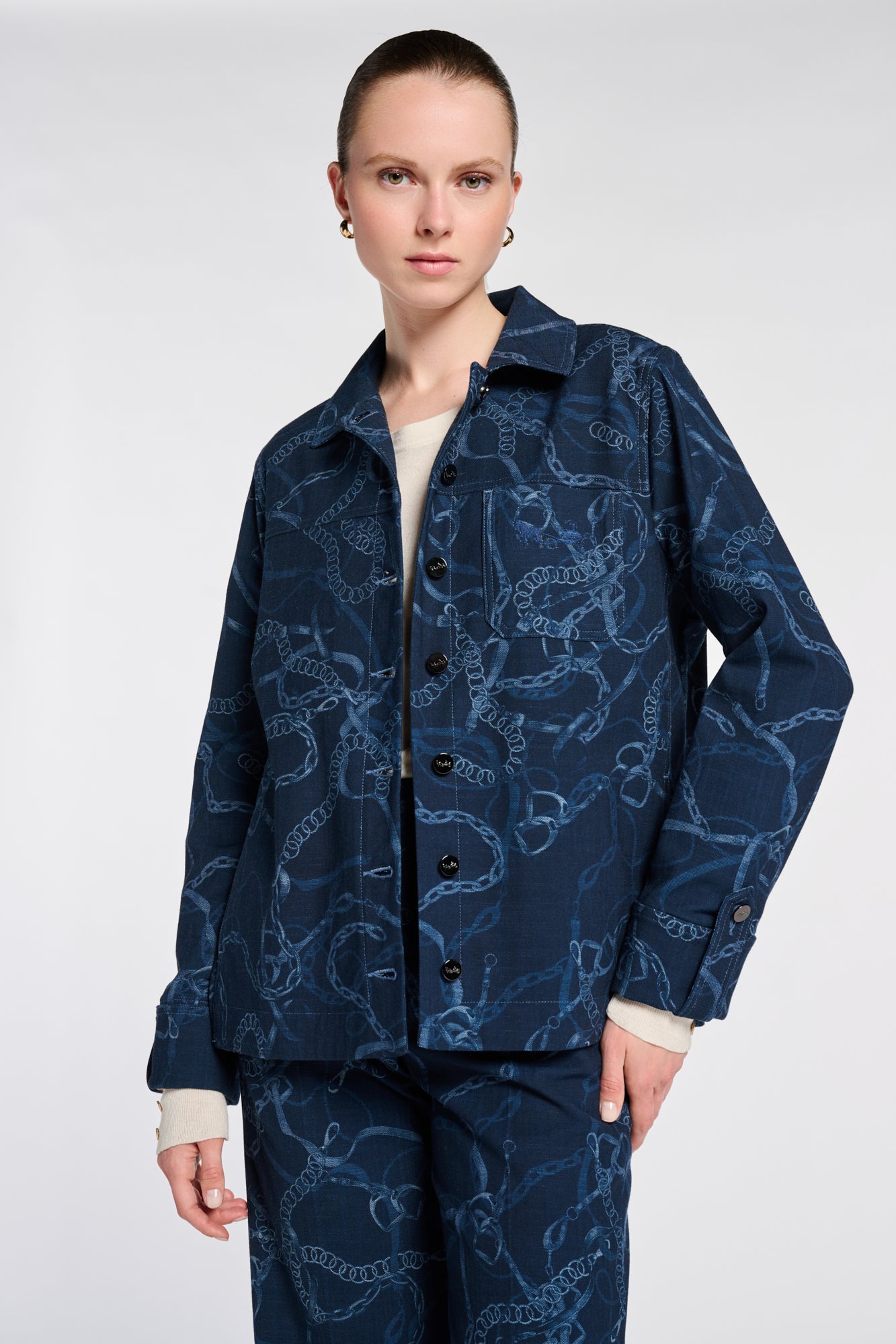 Veste en denim imprimée