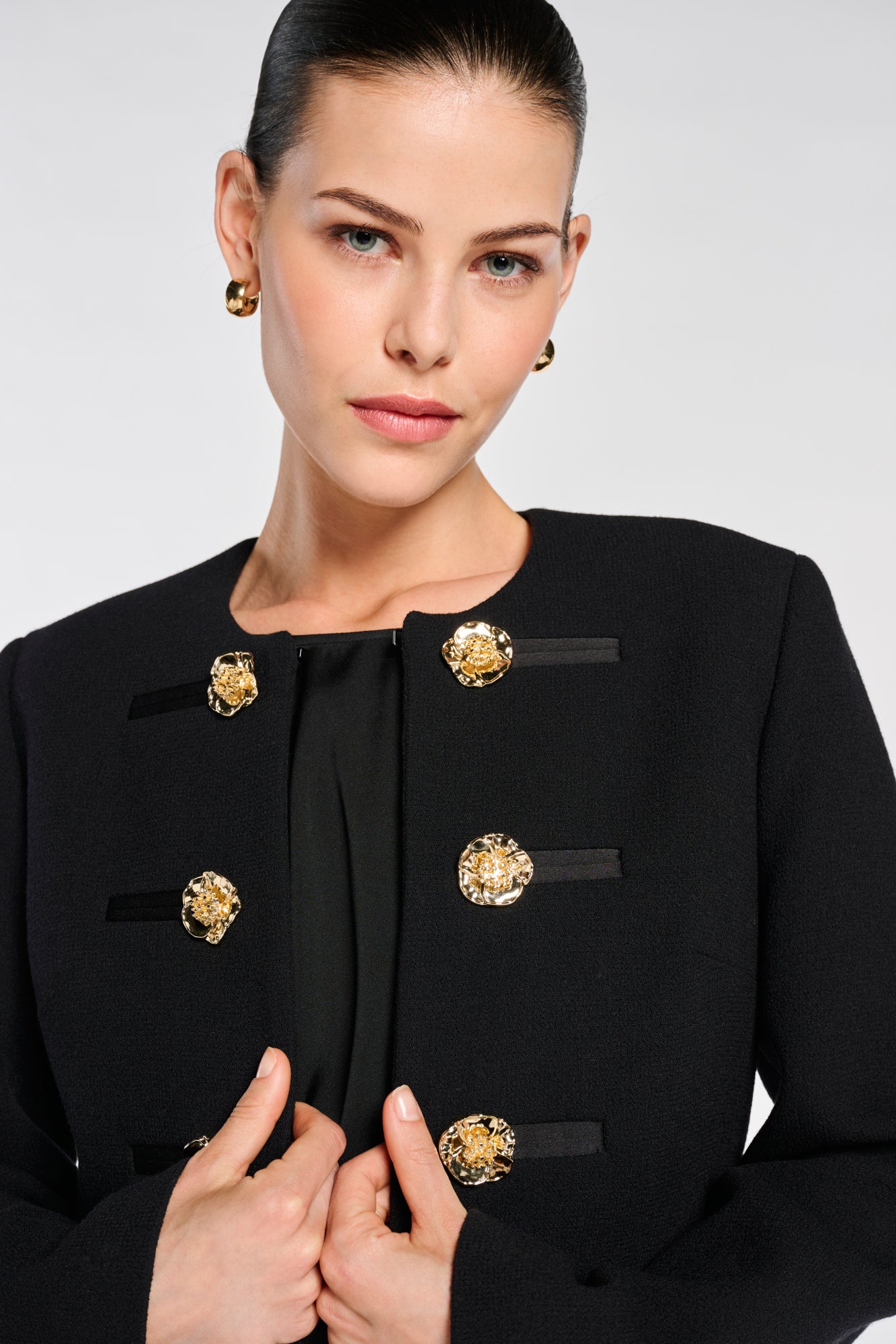 Jacket with flower buttons