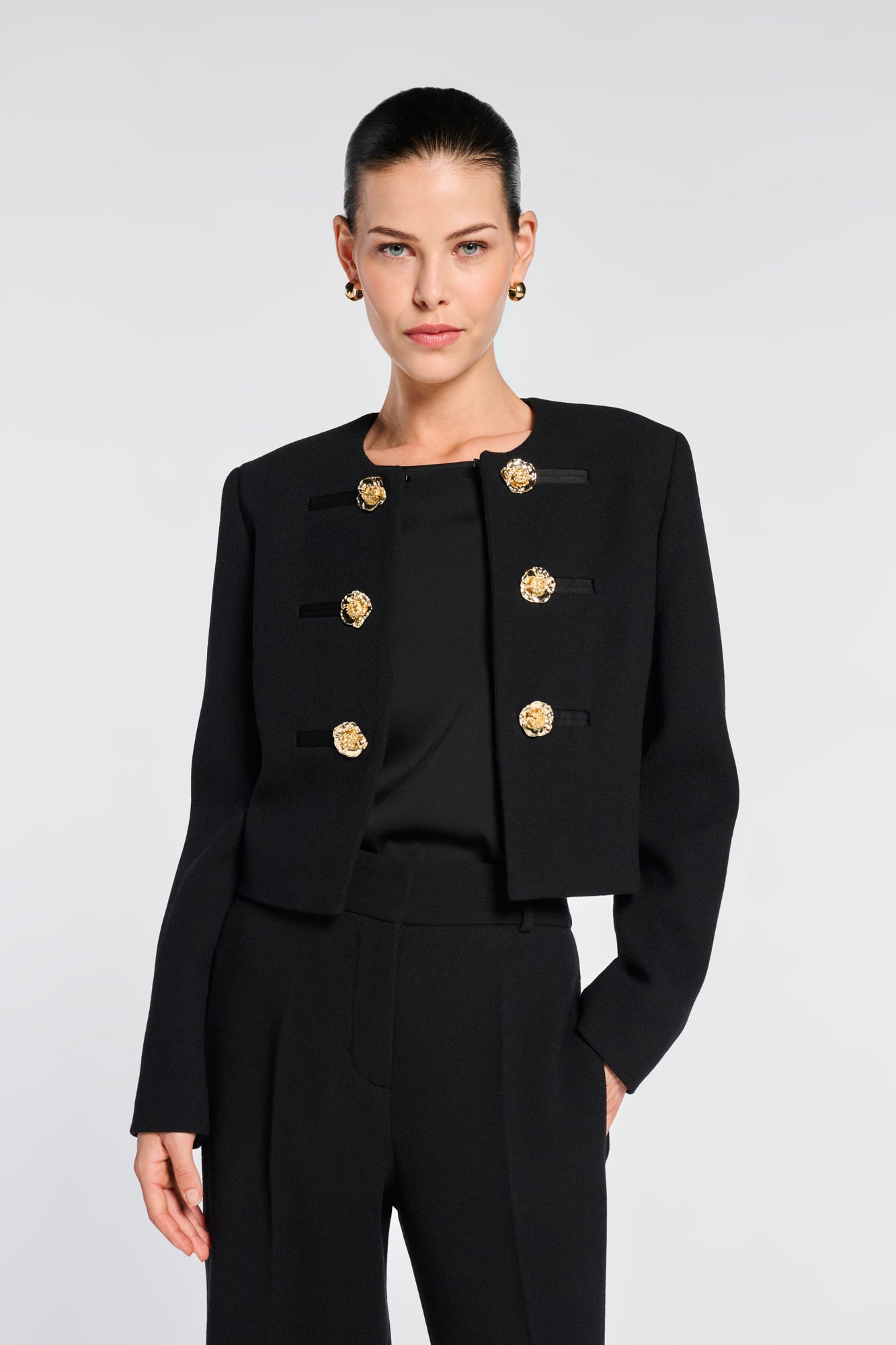 Jacket with flower buttons