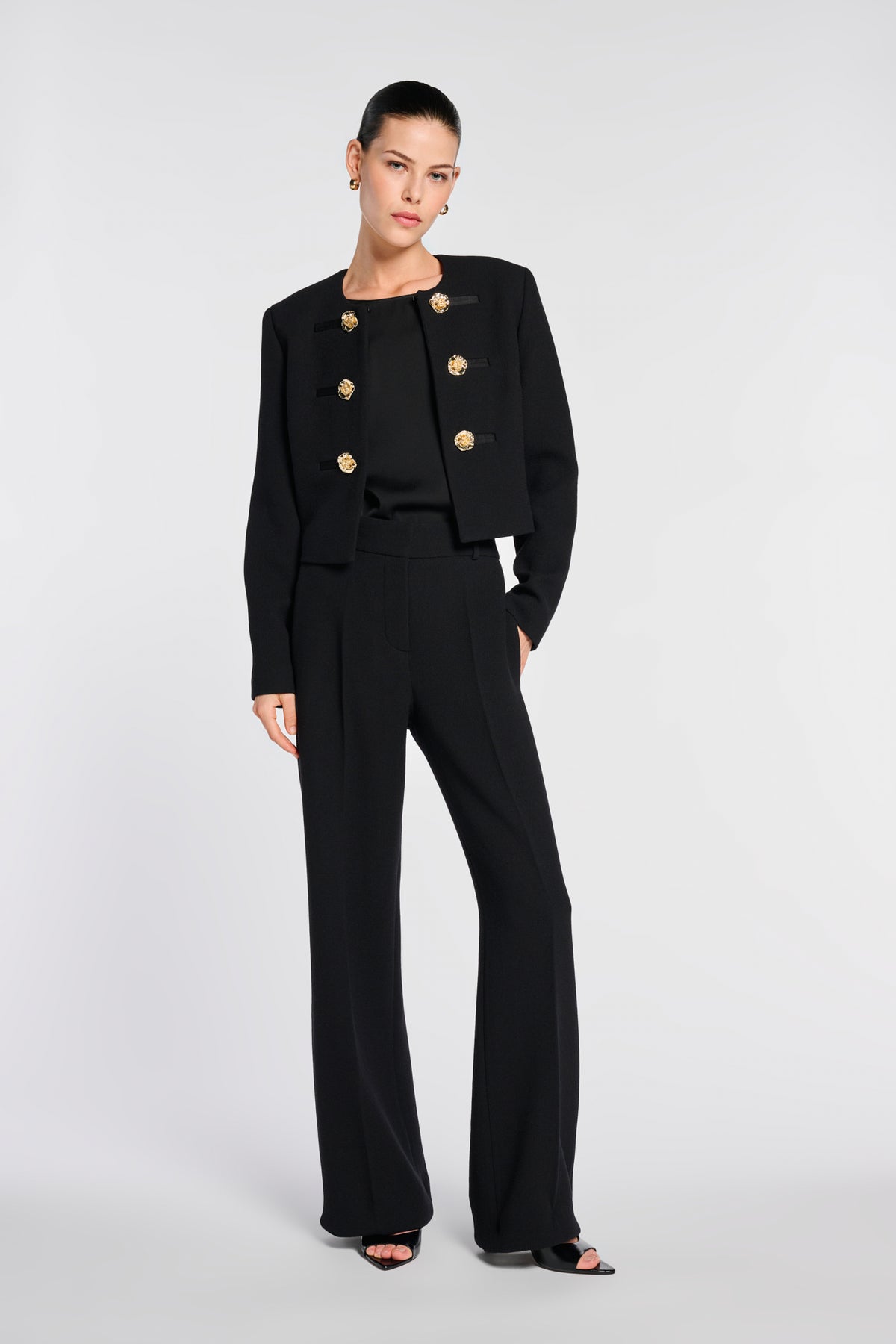 Jacket with flower buttons