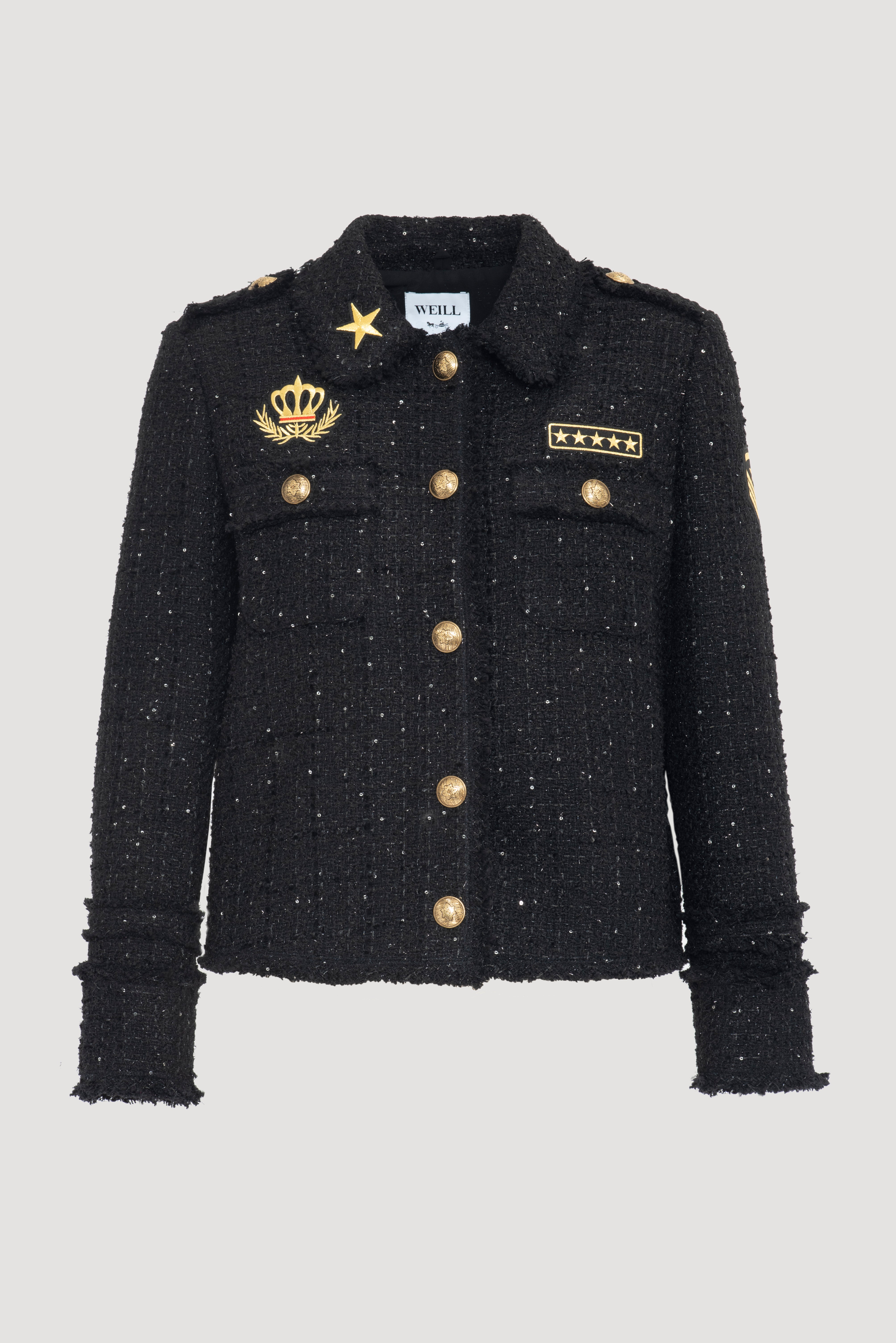 Veste chemise tweed et patchs