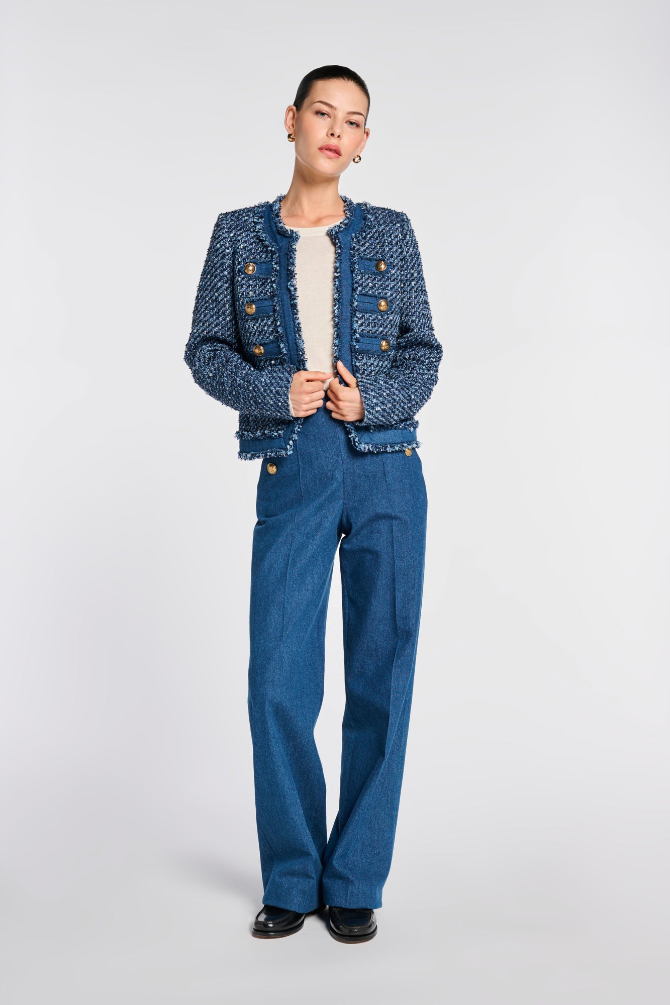 Tweed and denim jacket