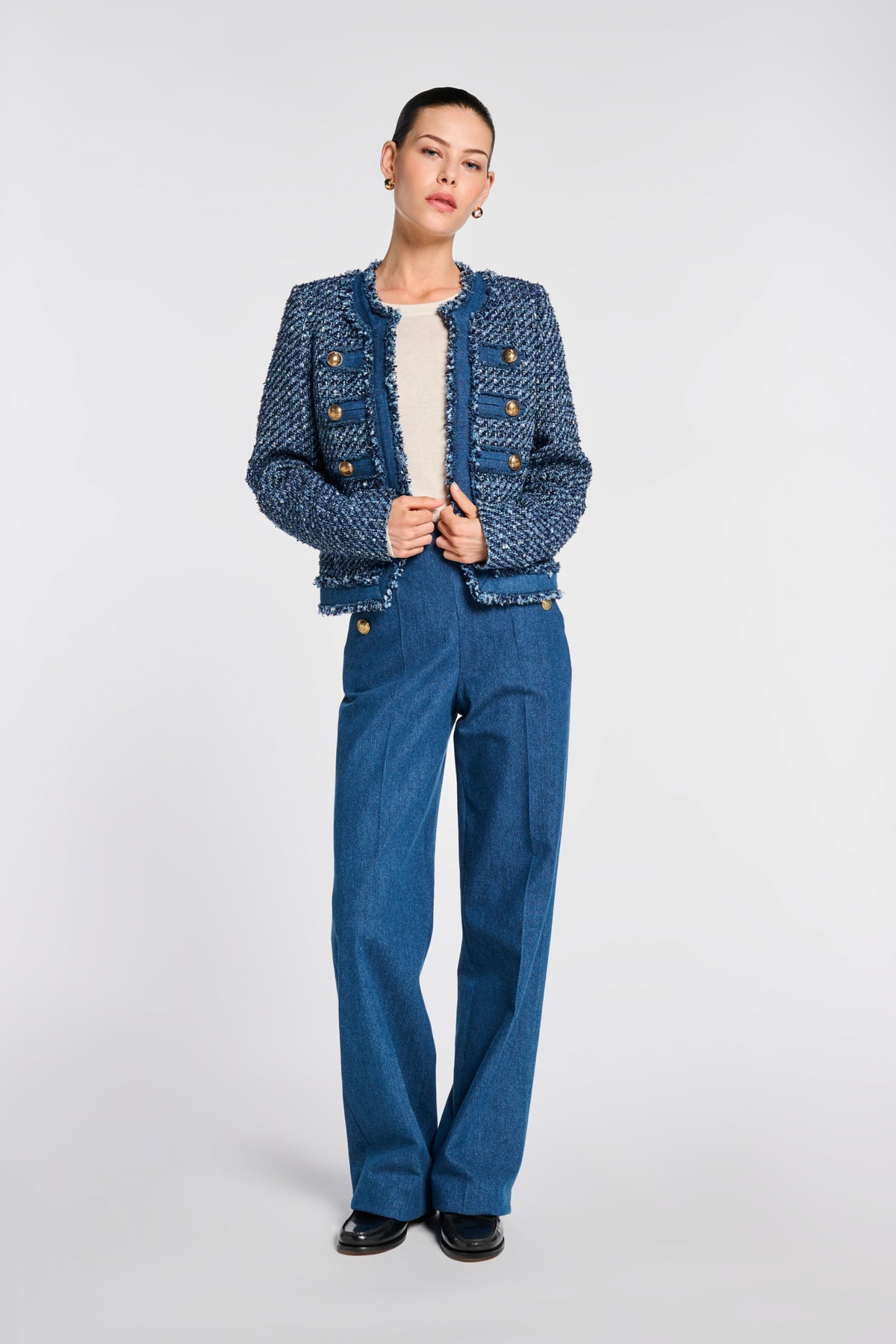 Tweed and denim jacket