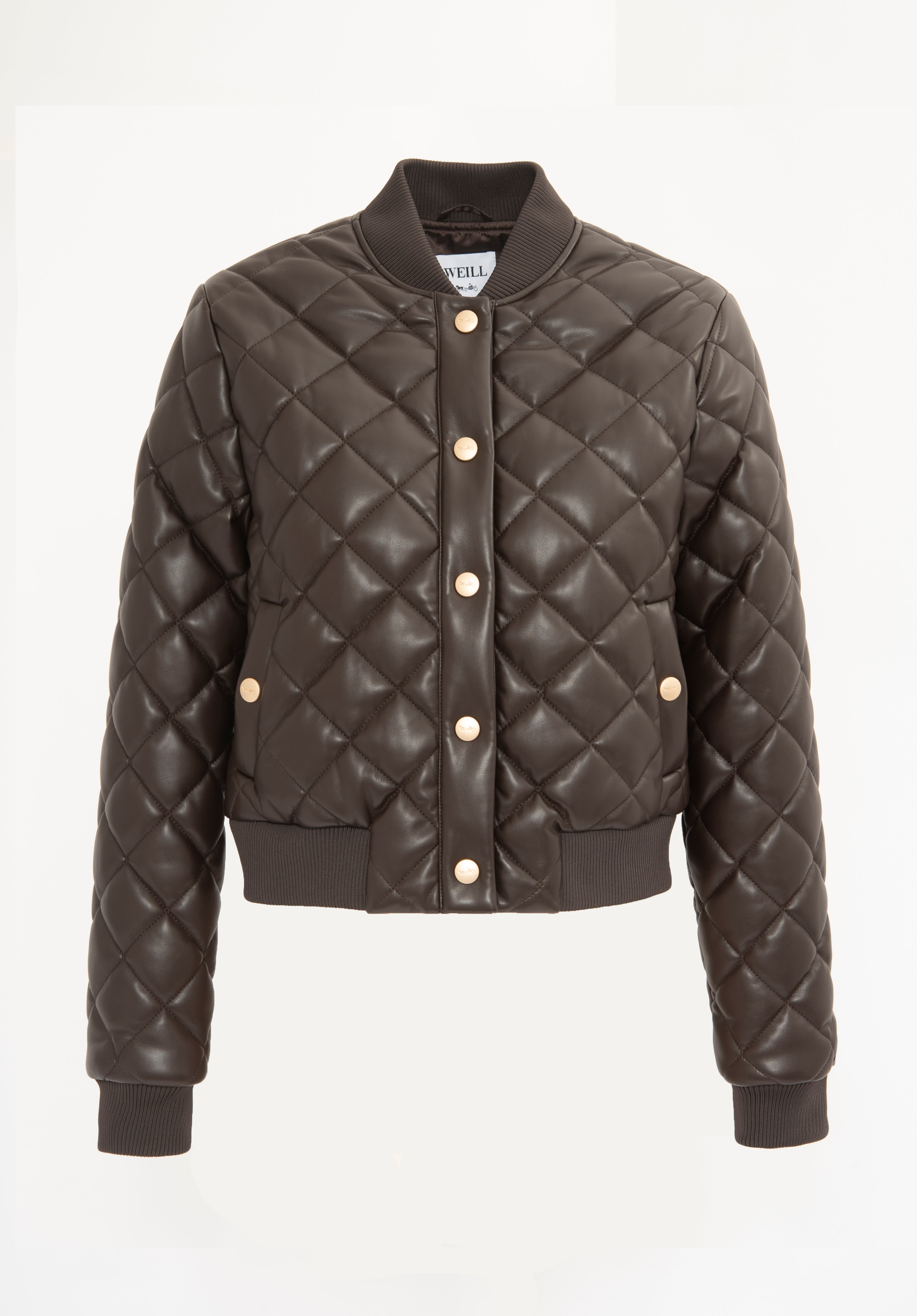 Quilted matte eco-leather bomber jackets