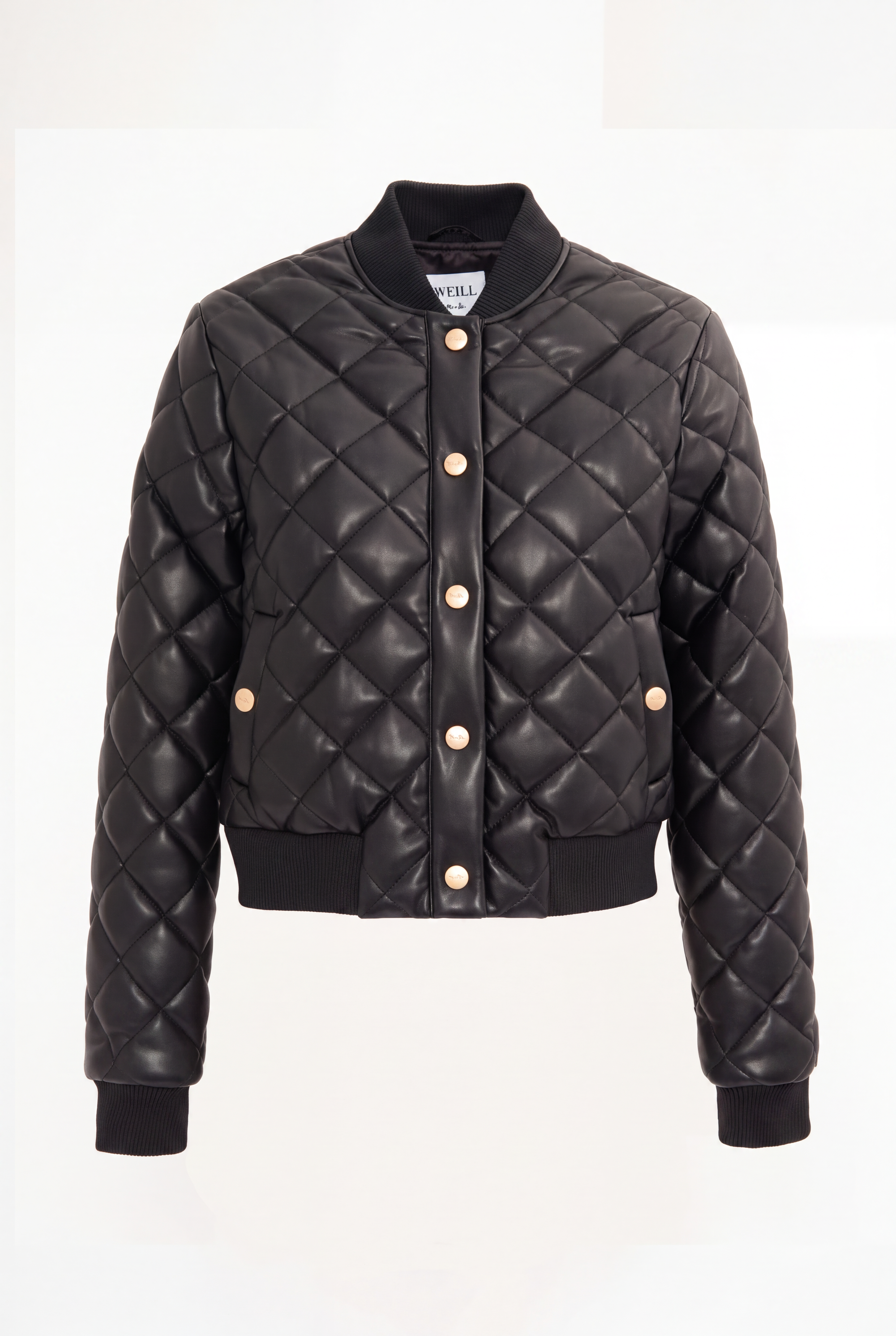 Quilted matte eco-leather bomber jackets