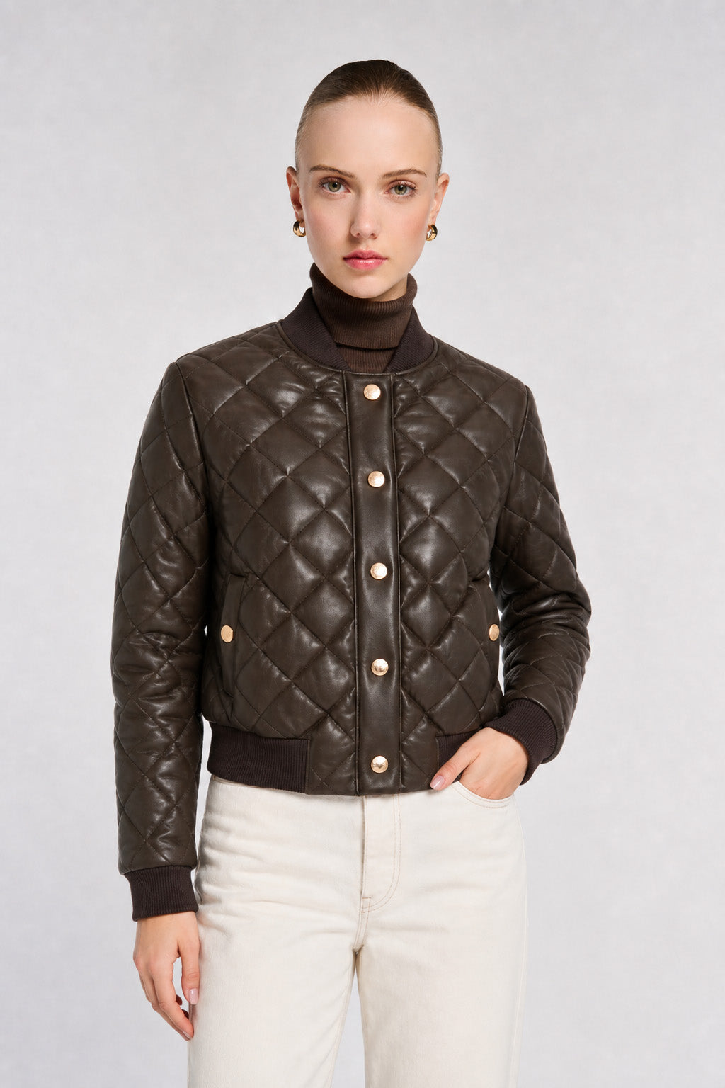 Bombers en éco-cuir matelassé