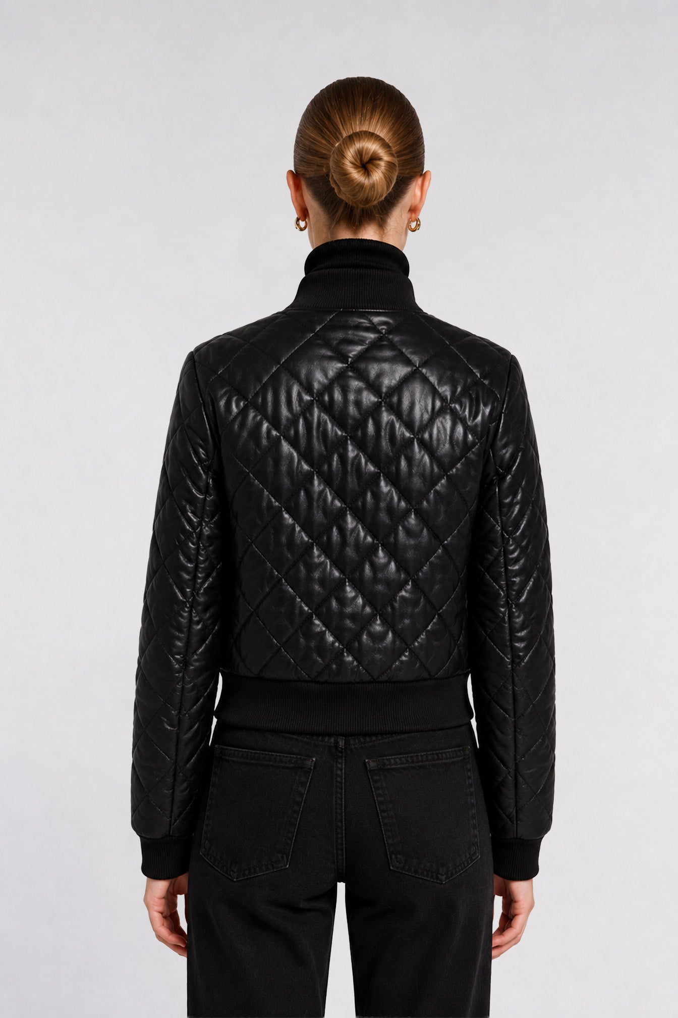 Quilted matte eco-leather bomber jackets
