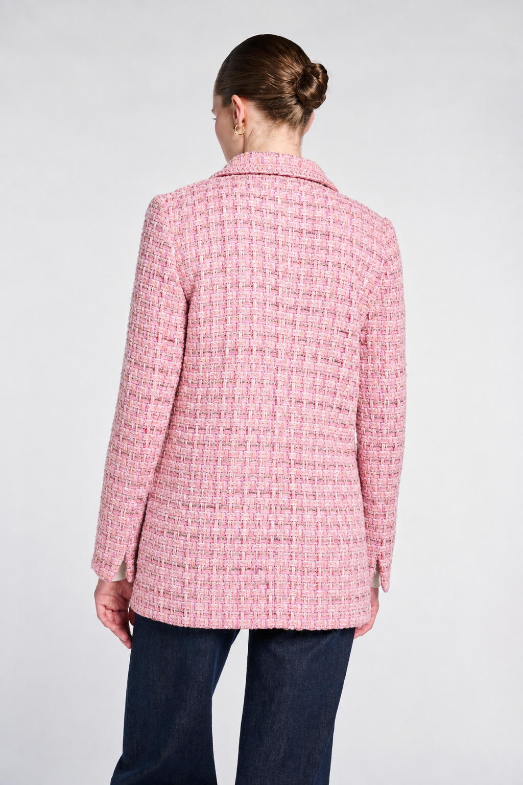 Pastel tweed blazer with braiding