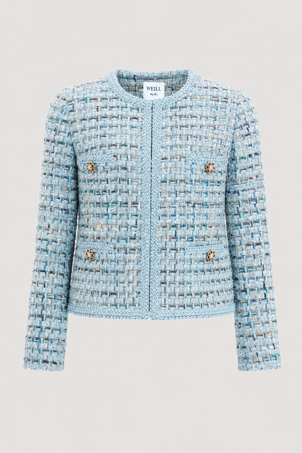 Veste en tweed pastel galonnée