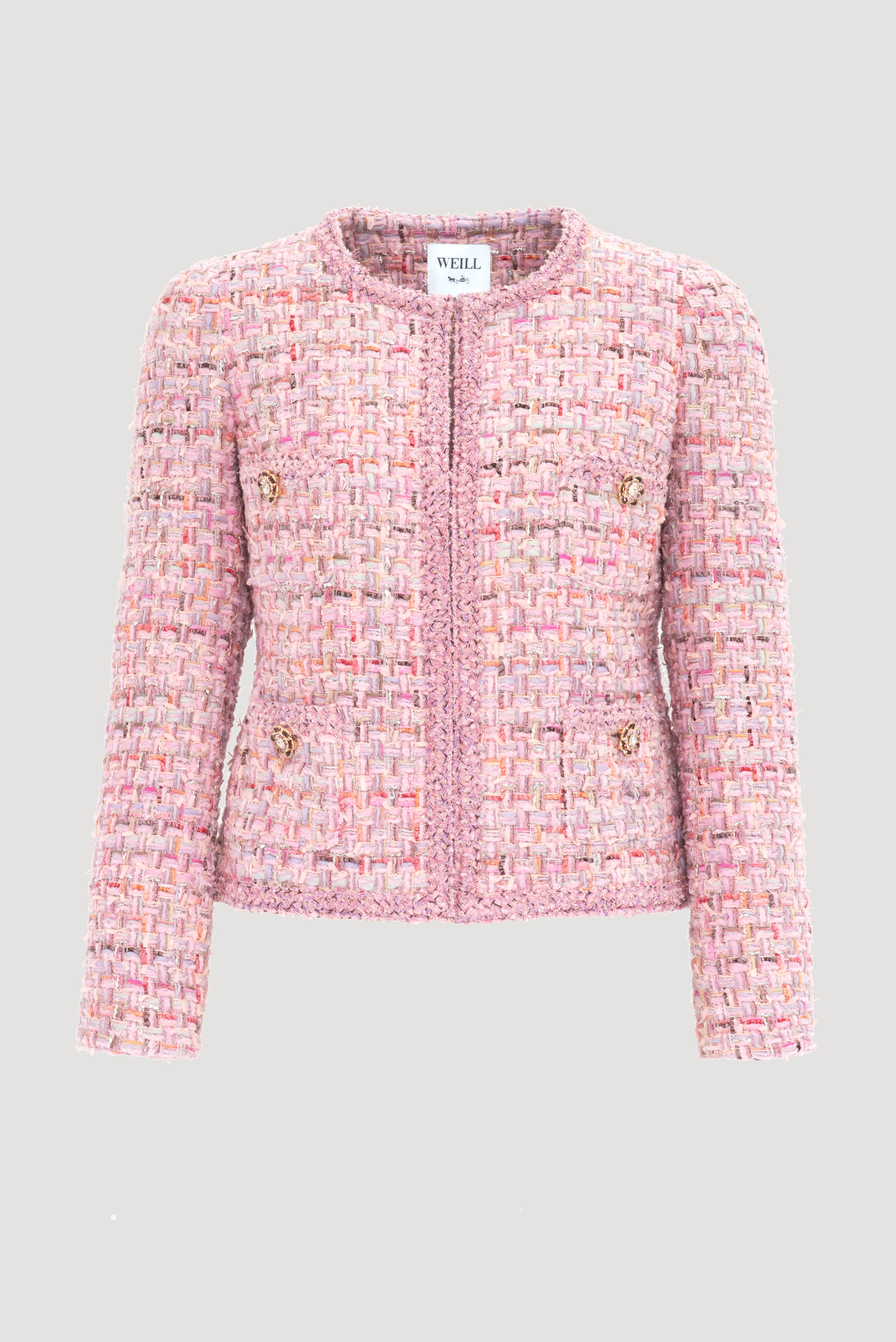 Veste en tweed pastel galonnée