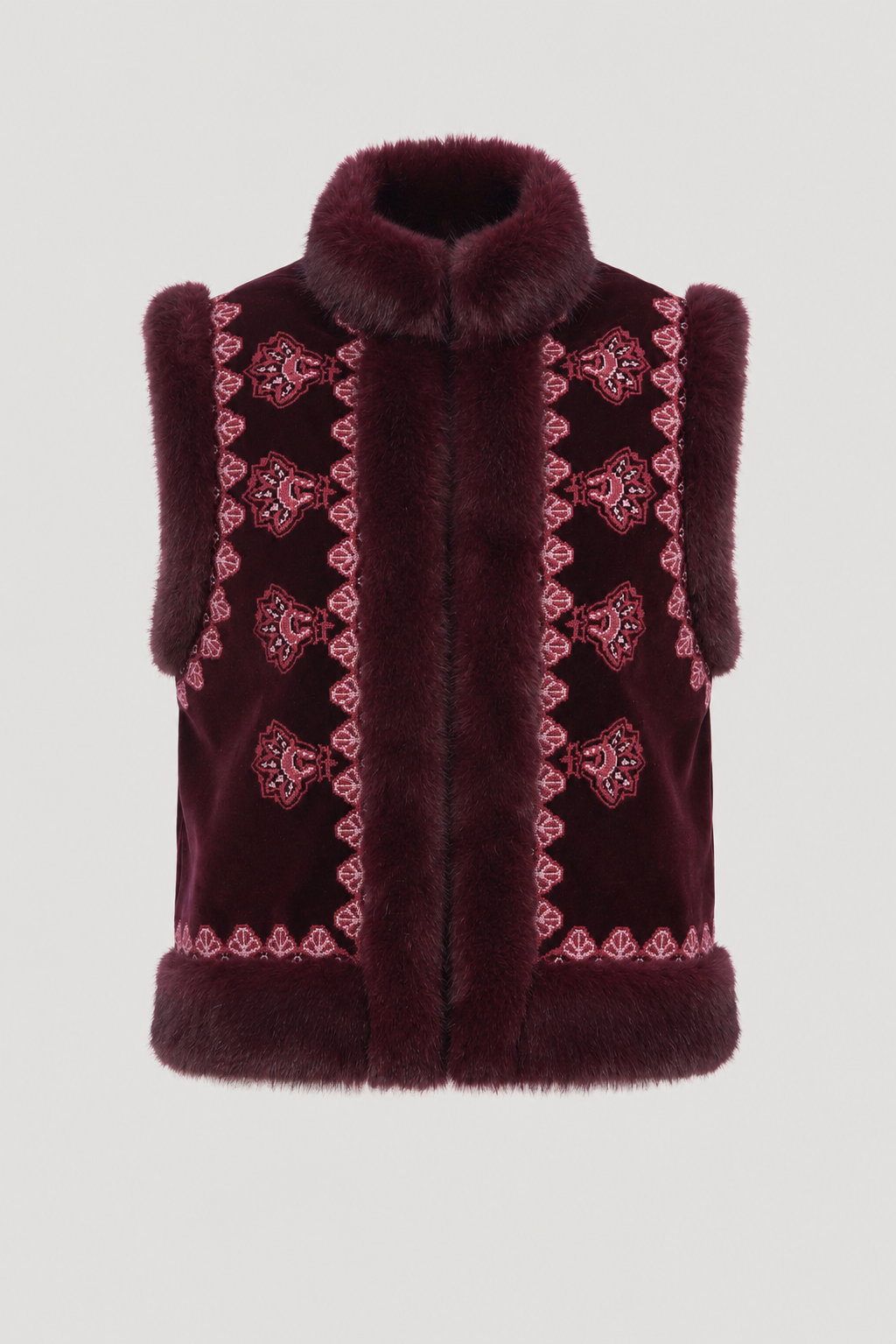 Embroidered sleeveless jacket