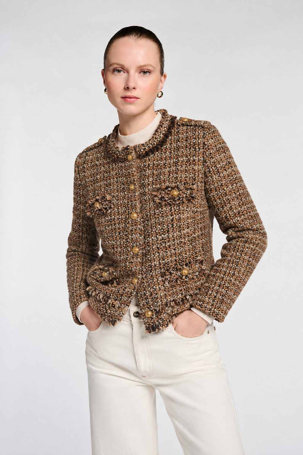 Fringed tweed jacket