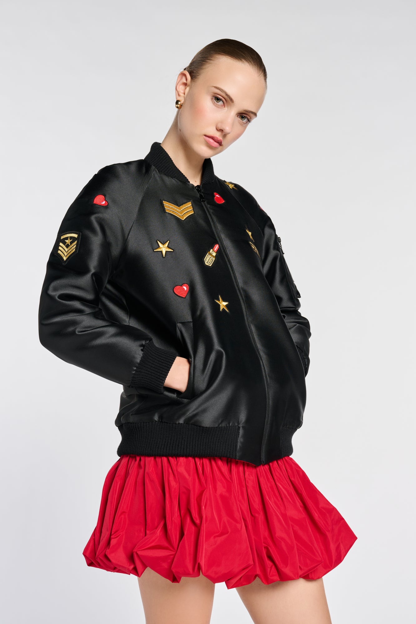 Bombers en taffetas à patchs
