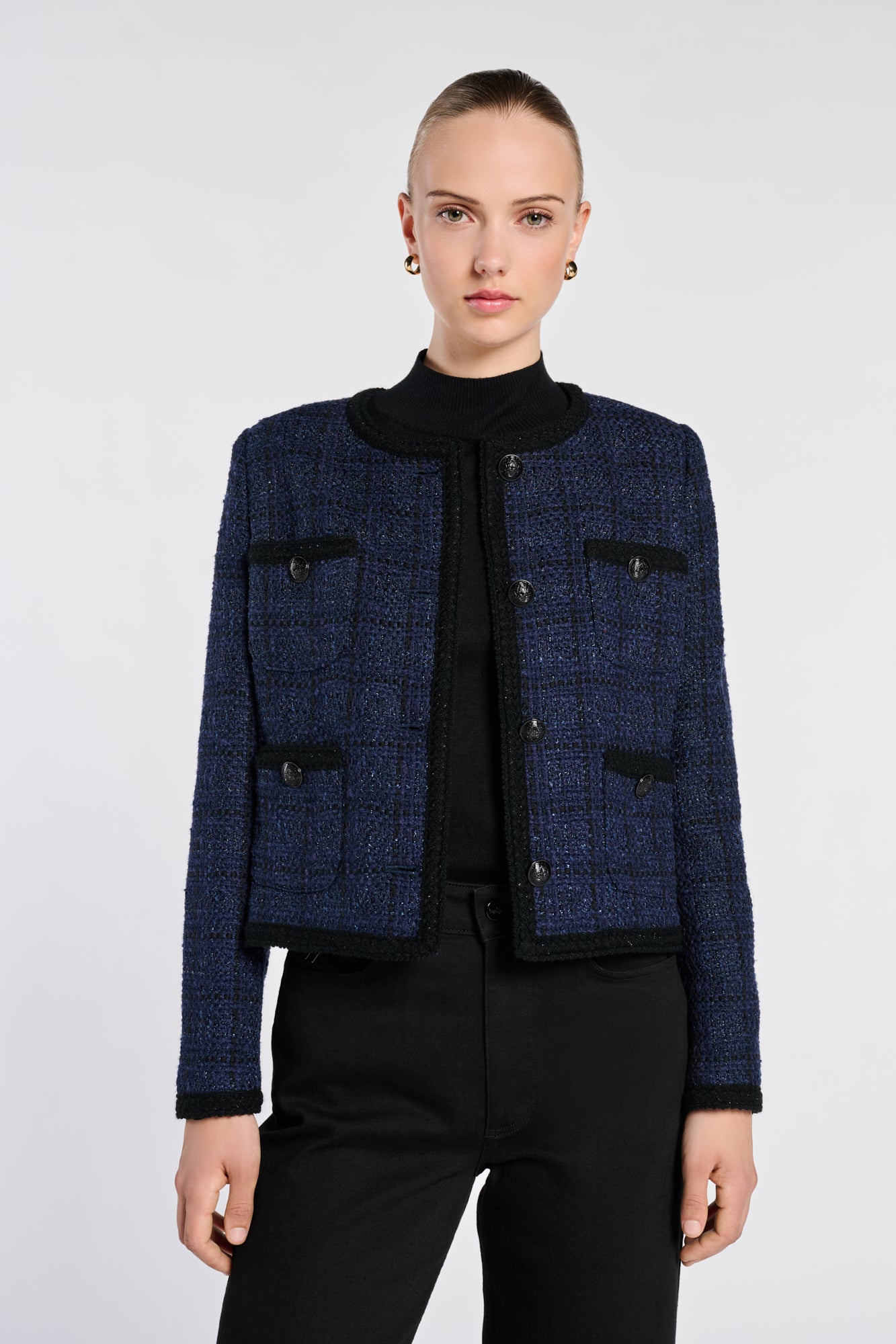 Tweed jacket with trim