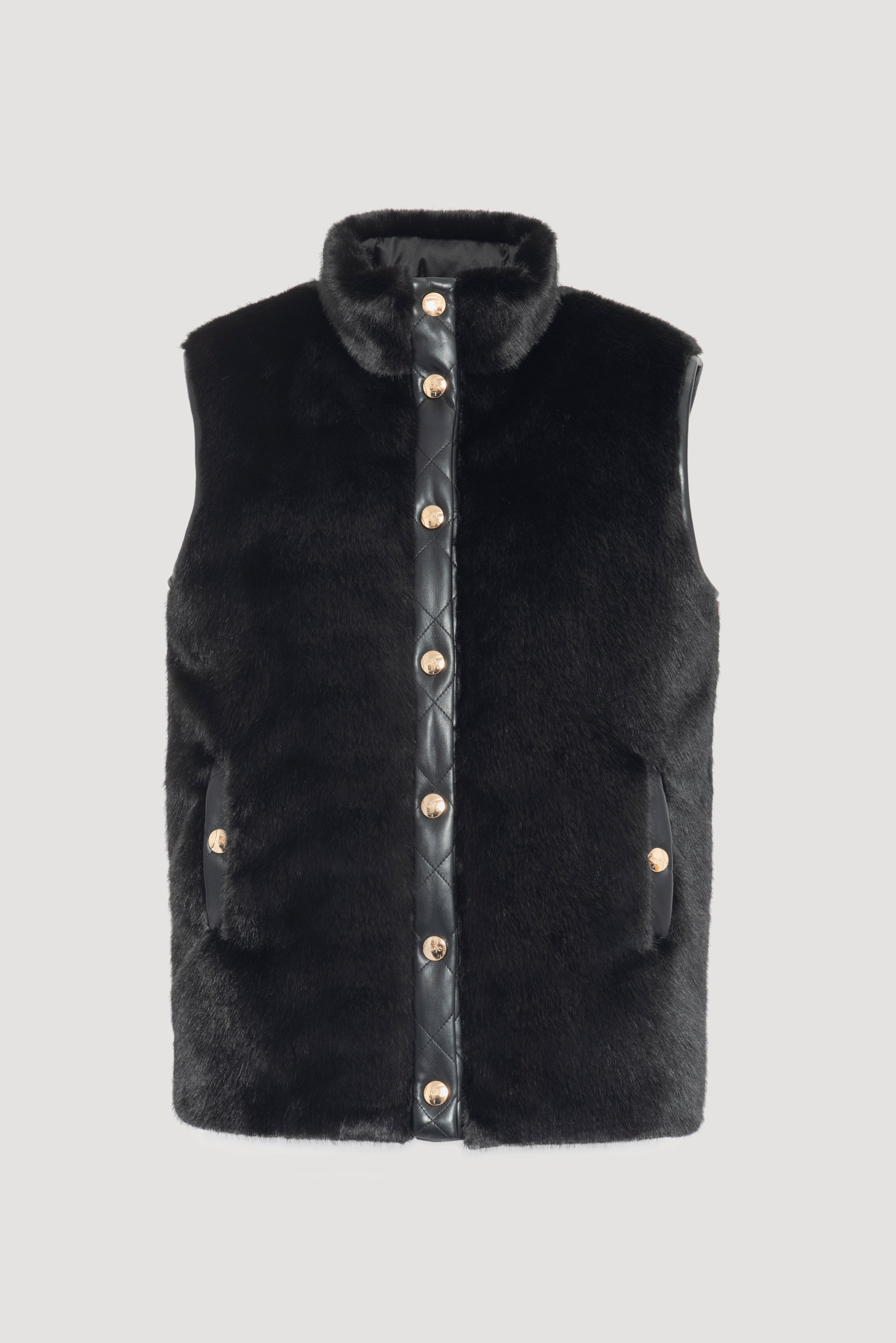 Sleeveless dual-material jacket