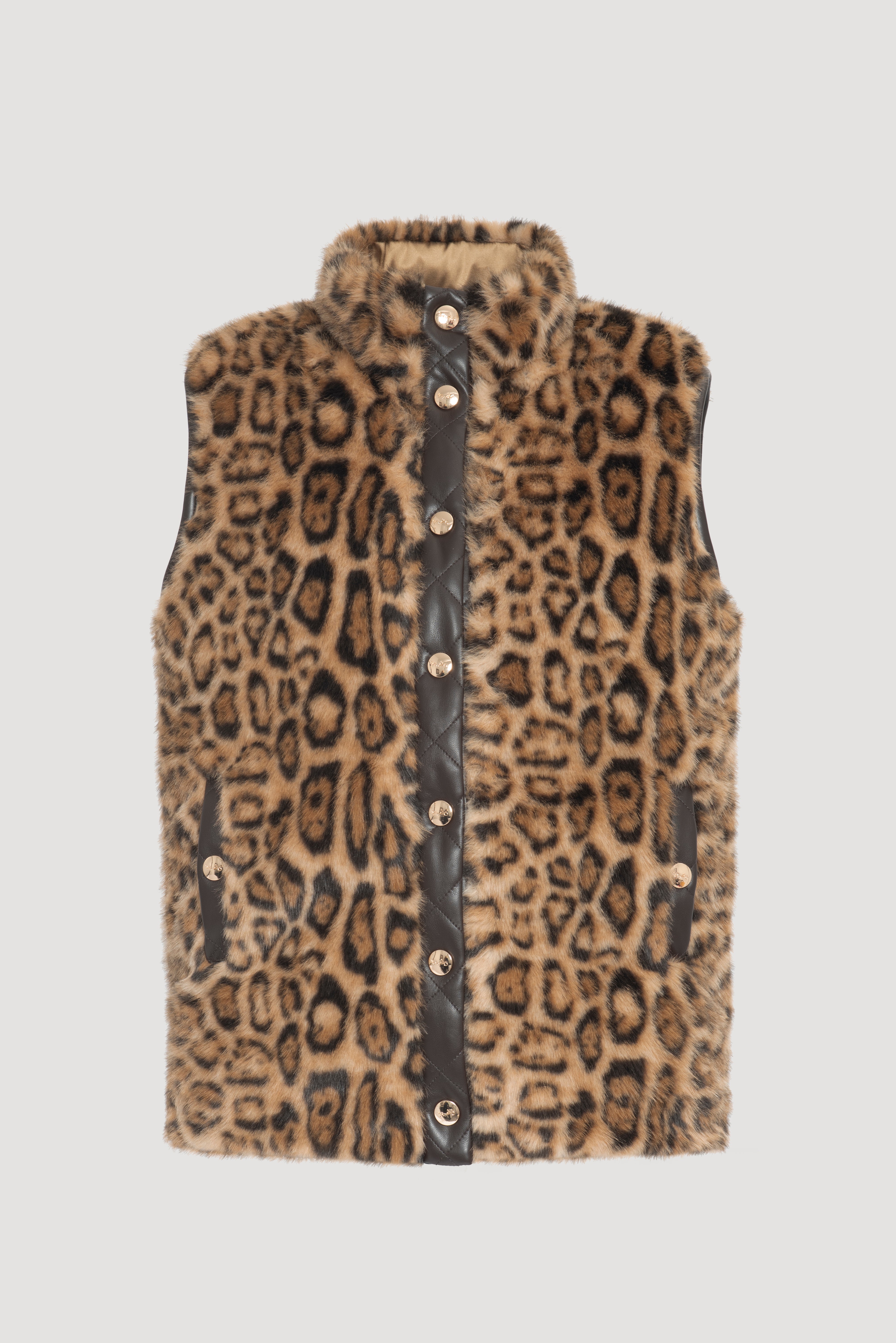 Sleeveless dual-material jacket