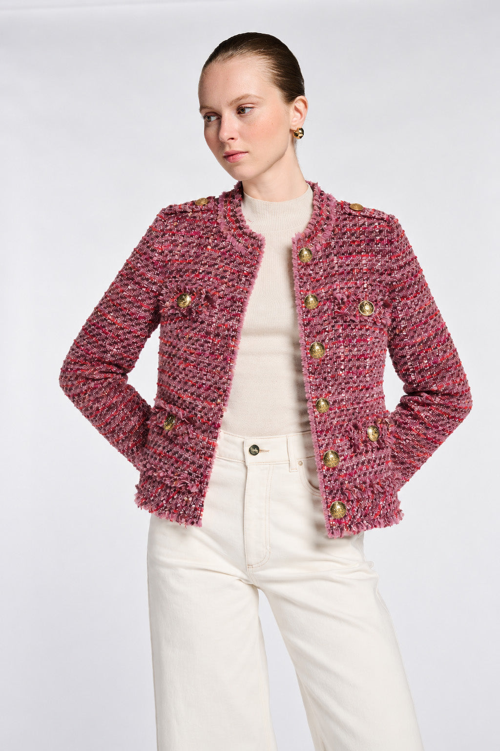 Fringed tweed jacket