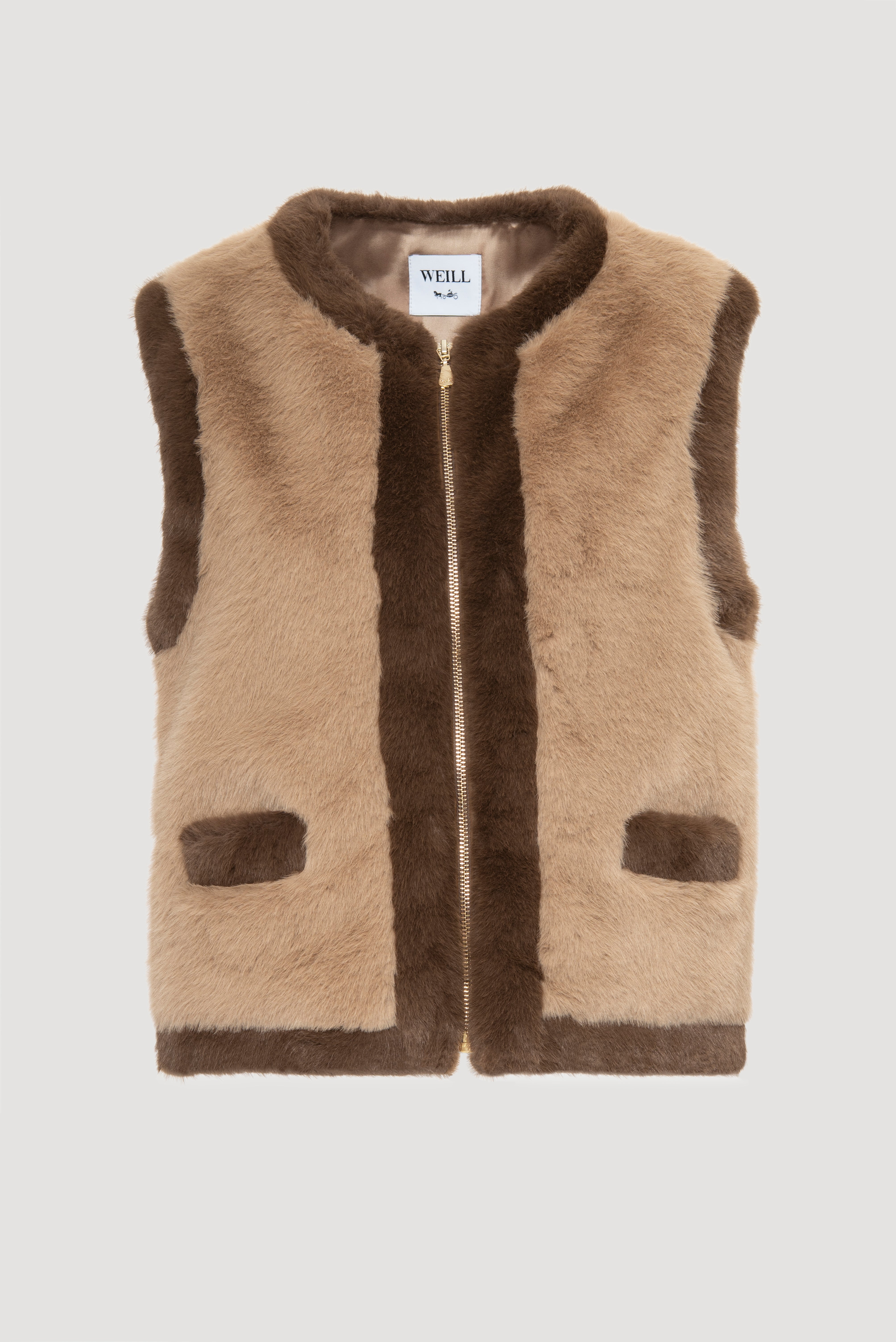 Two-tone sleeveless jacket